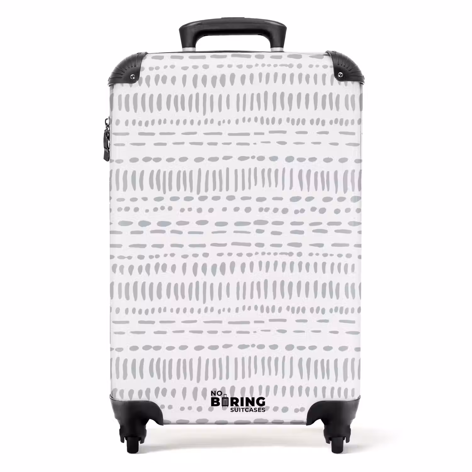 Grijs stippelstrepenmotief NBS - Handbagage koffer - Volwassenen Unisex middel -productfoto_recht