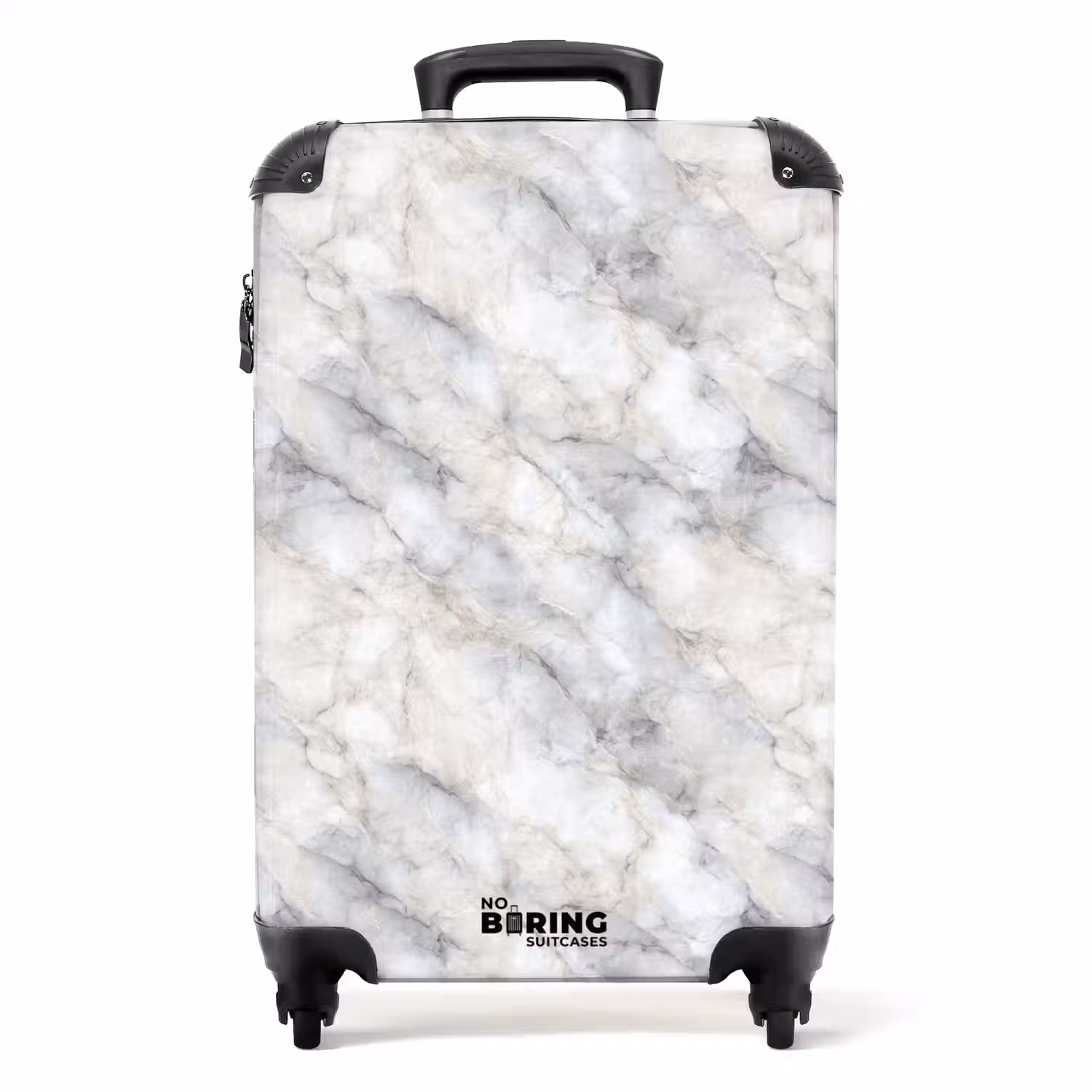 Grijs - Marmer - Gedetailleerd NBS - Handbagage koffer - Volwassenen Unisex middel -productfoto_recht