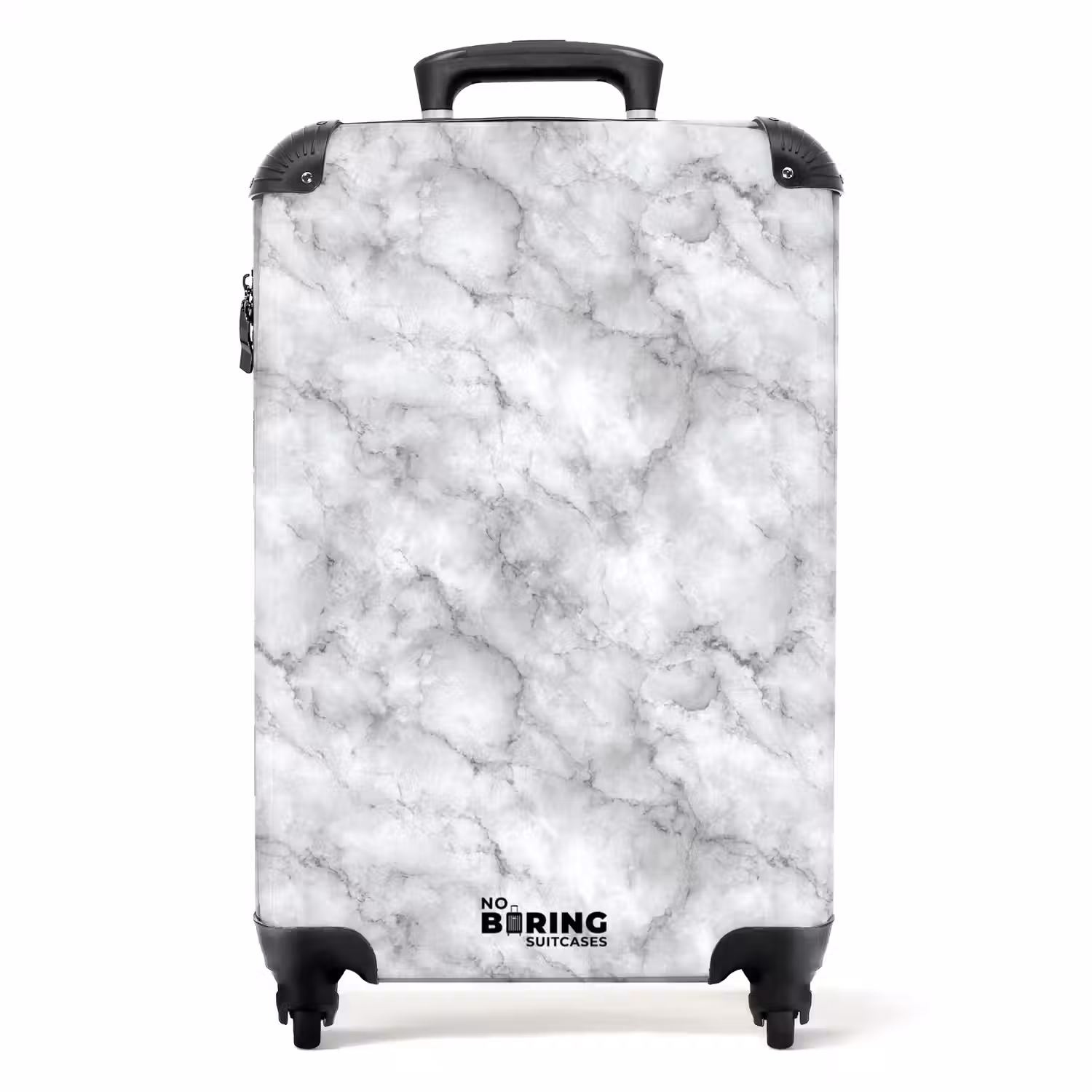 Grijs - Marmer - Klassiek - Aders NBS - Handbagage koffer - Volwassenen Unisex middel -productfoto_recht