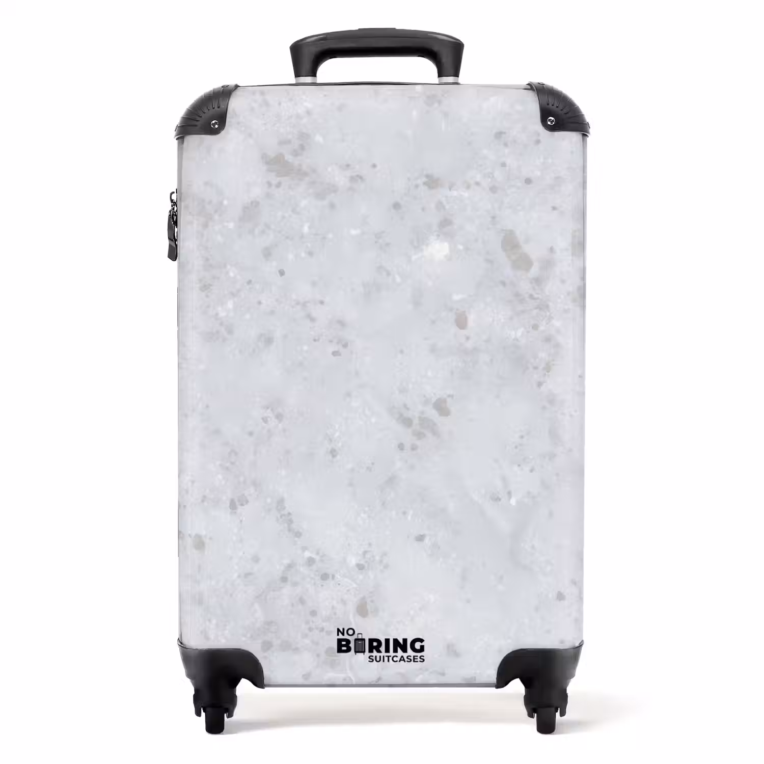 Grijs - Terrazzo-effect - Beton NBS - Handbagage koffer - Volwassenen Unisex middel -productfoto_recht