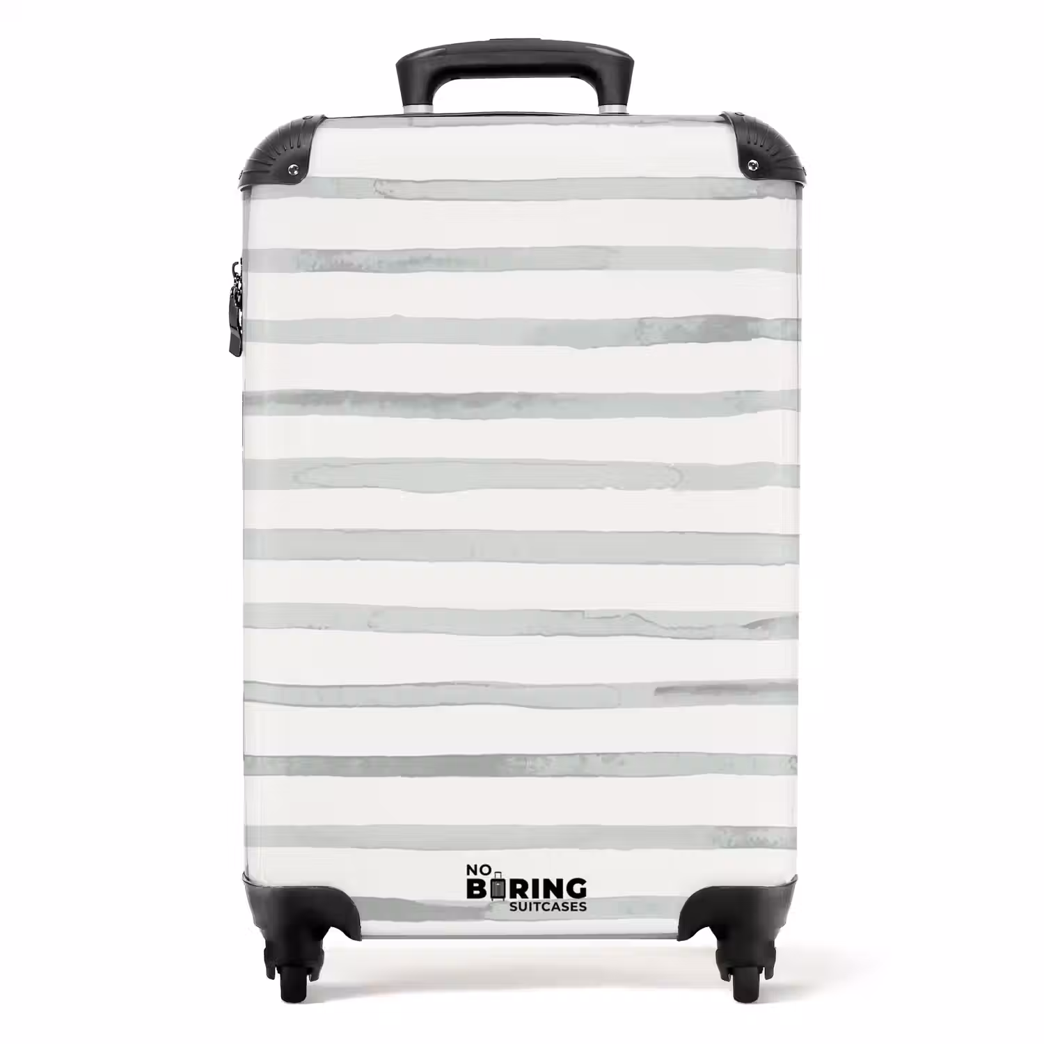 Grijze aquarelstrepen op wit NBS - Handbagage koffer - Volwassenen Unisex middel -productfoto_recht