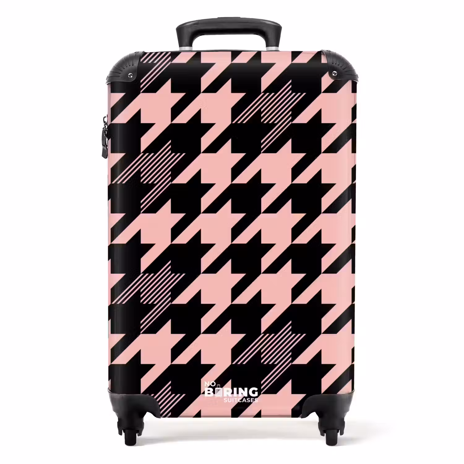 Groot pied-de-poule patroon in roze en zwart NBS - Handbagage koffer - Kinderen Unisex middel -productfoto_recht