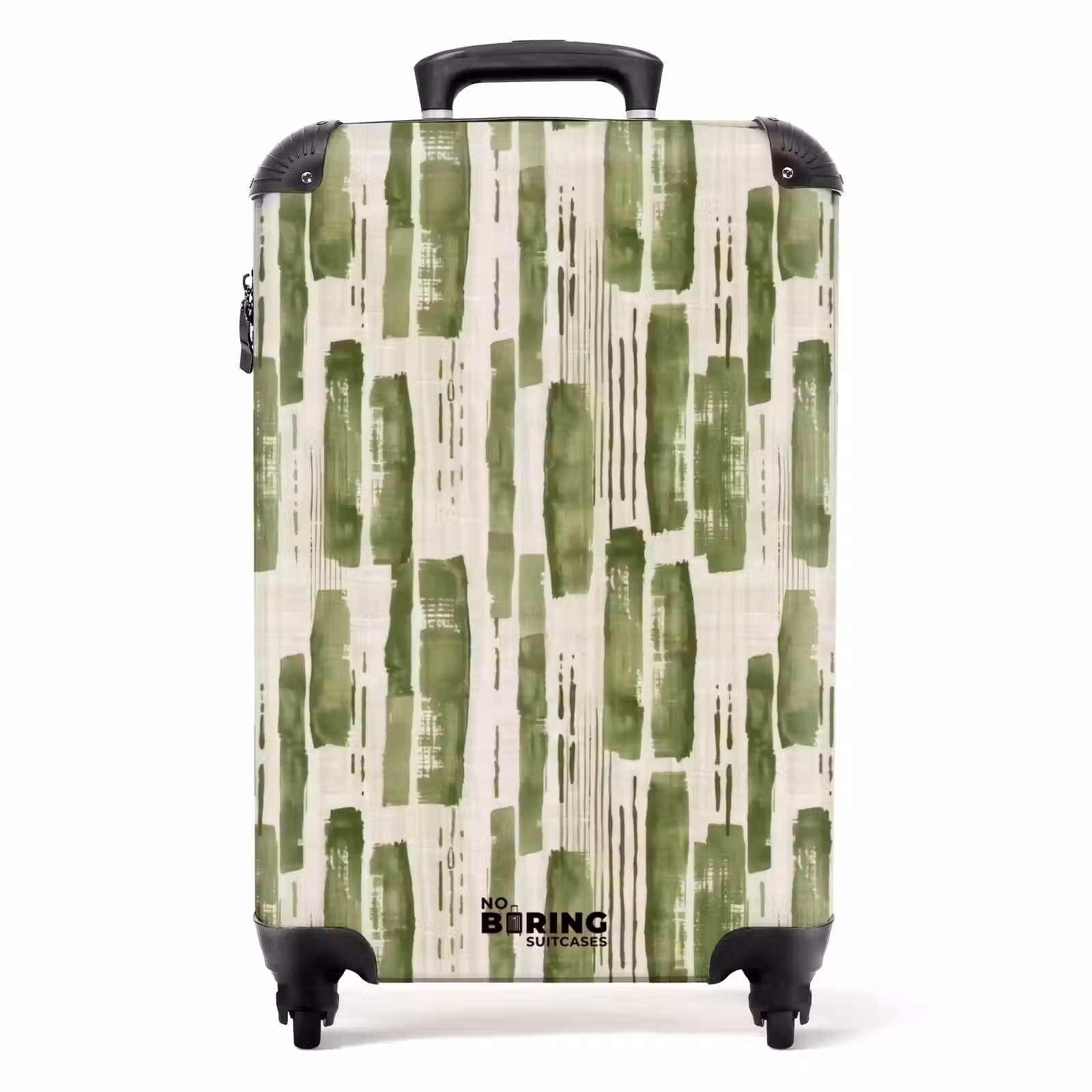 Koffer - Grün – Abstrakt – Pinselstriche – Leinen – Muster - Groen - Abstract - Penseelstreken - Linnen - Patroon NBS - Handbagage koffer - Volwassenen Unisex middel