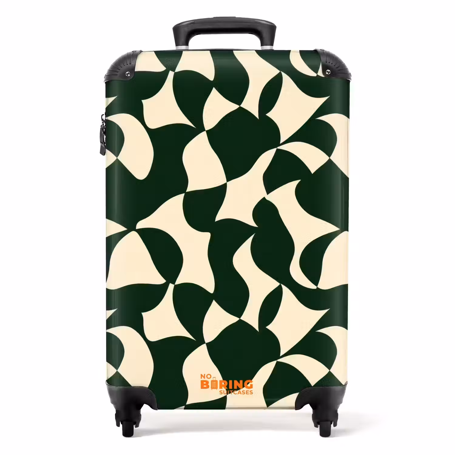 Groen - Organische vlakken - Crème NBS - Handbagage koffer - Volwassenen Unisex middel -productfoto_recht
