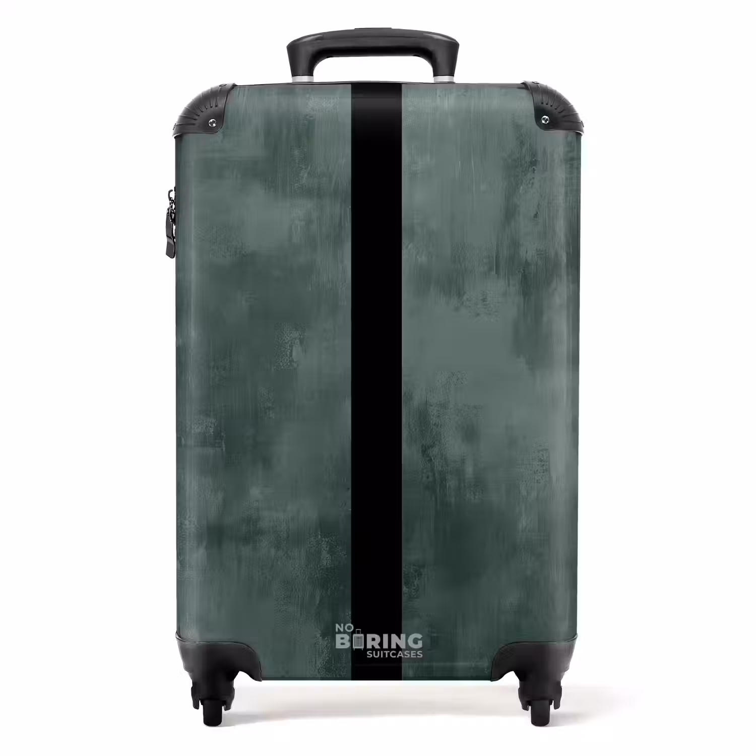 Groene betonlook met zwarte streep NBS - Handbagage koffer - Volwassenen Unisex middel -productfoto_recht