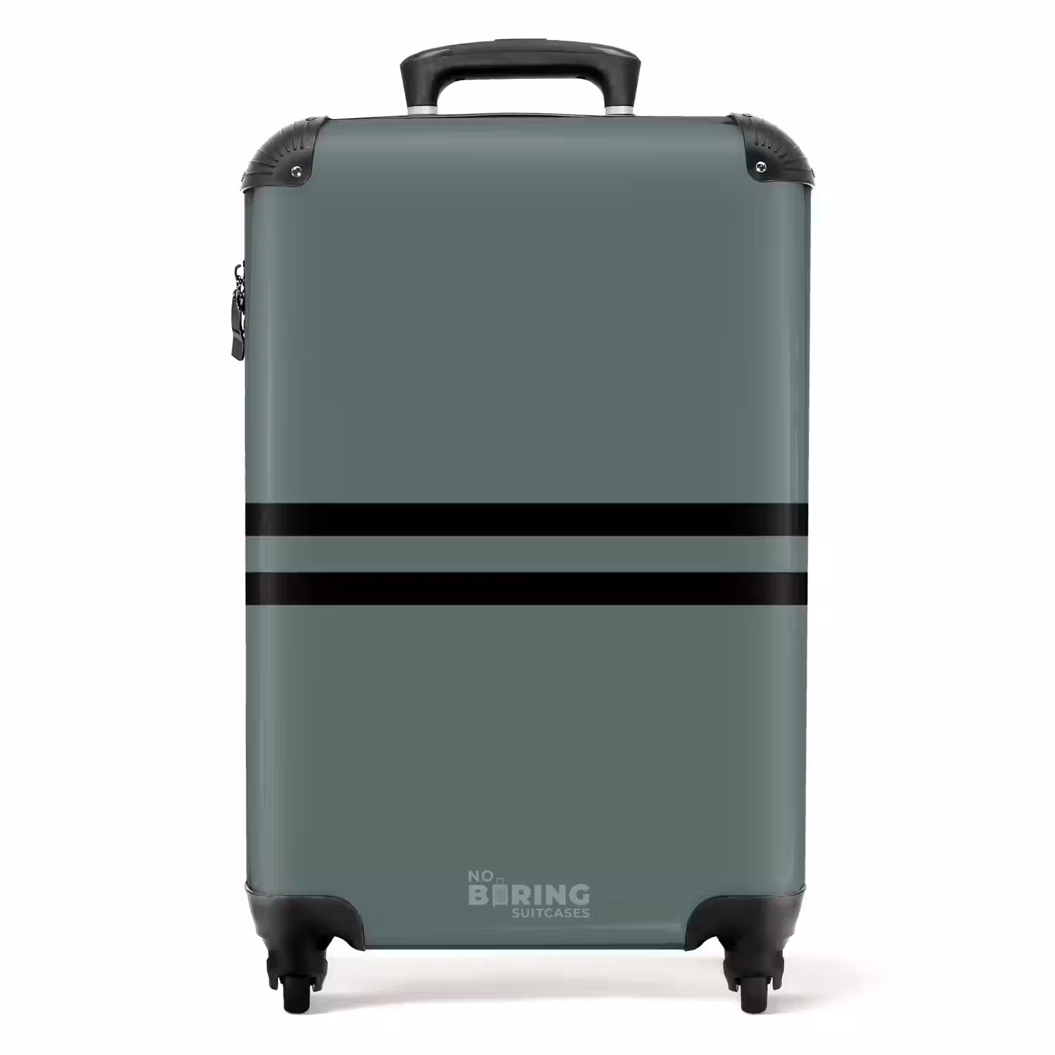 Groene achtergrond met dubbele zwarte horizontale strepen NBS - Handbagage koffer - Volwassenen Unisex middel -productfoto_recht