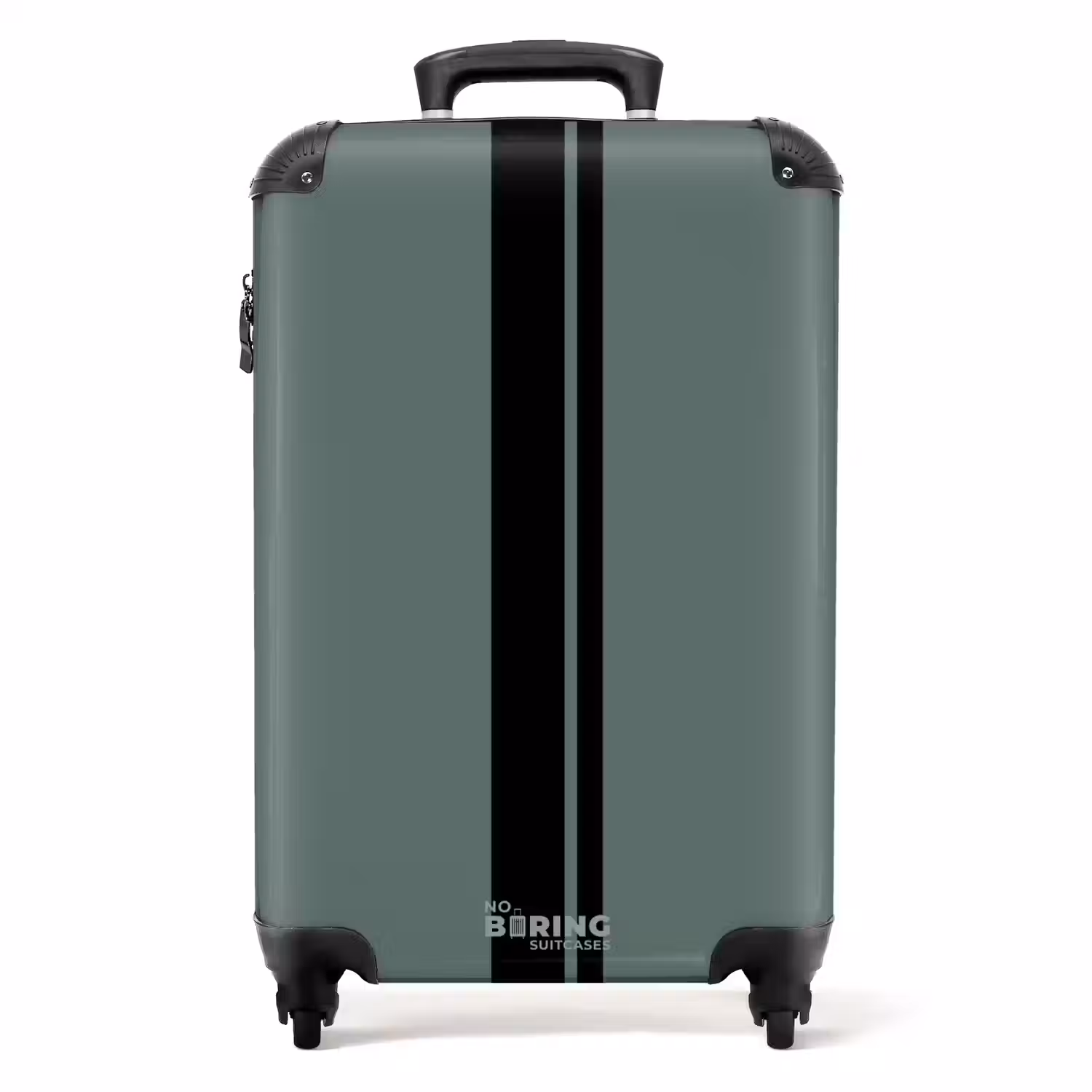 Groene achtergrond met dubbele verticale strepen NBS - Handbagage koffer - Volwassenen Unisex middel -productfoto_recht