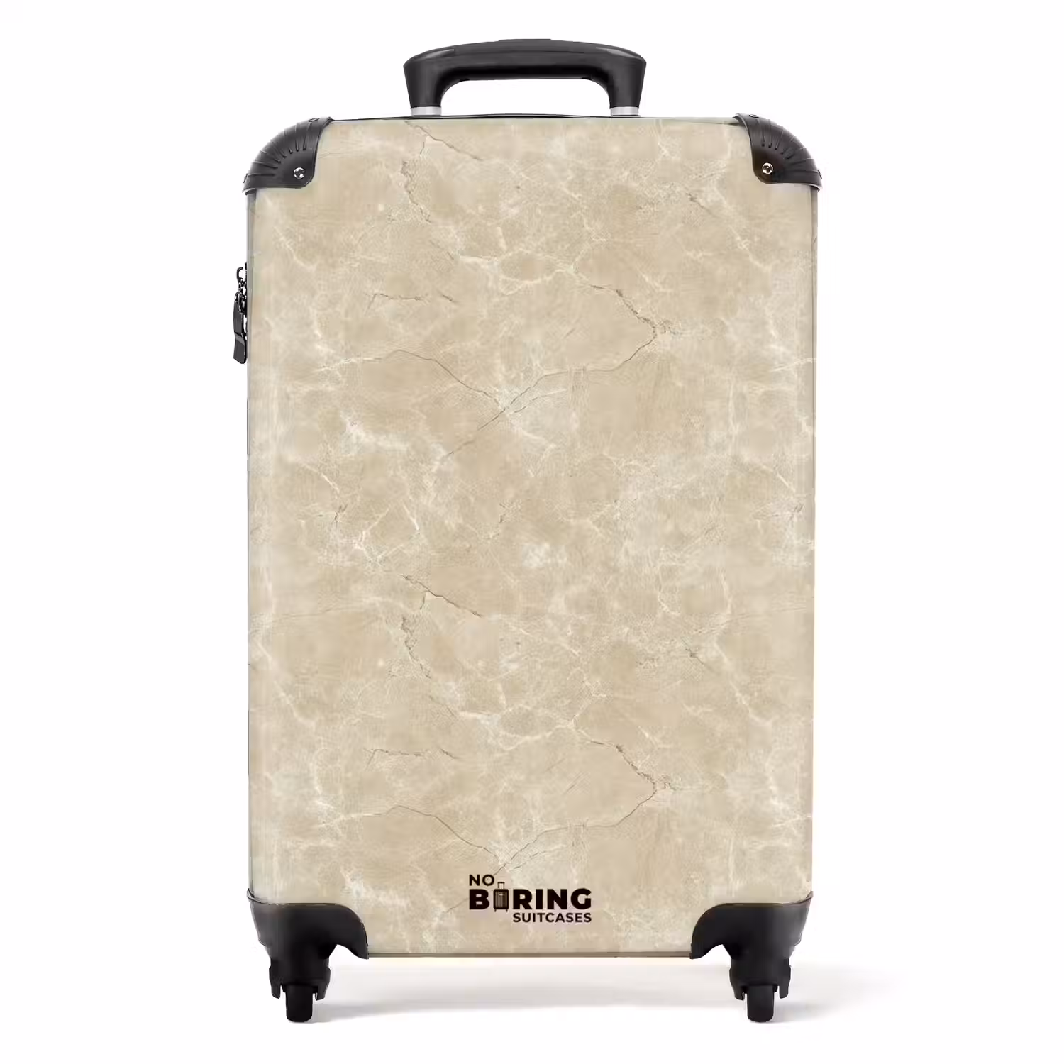Lichtbeige - Marmer - Diffusie adering NBS - Handbagage koffer - Volwassenen Unisex middel -productfoto_recht