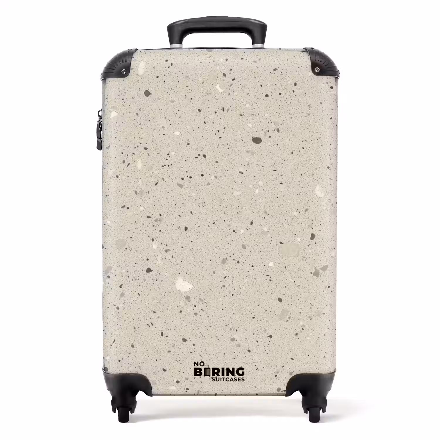 Lichtbeige - Terrazzo - Grijs NBS - Handbagage koffer - Volwassenen Unisex middel -productfoto_recht