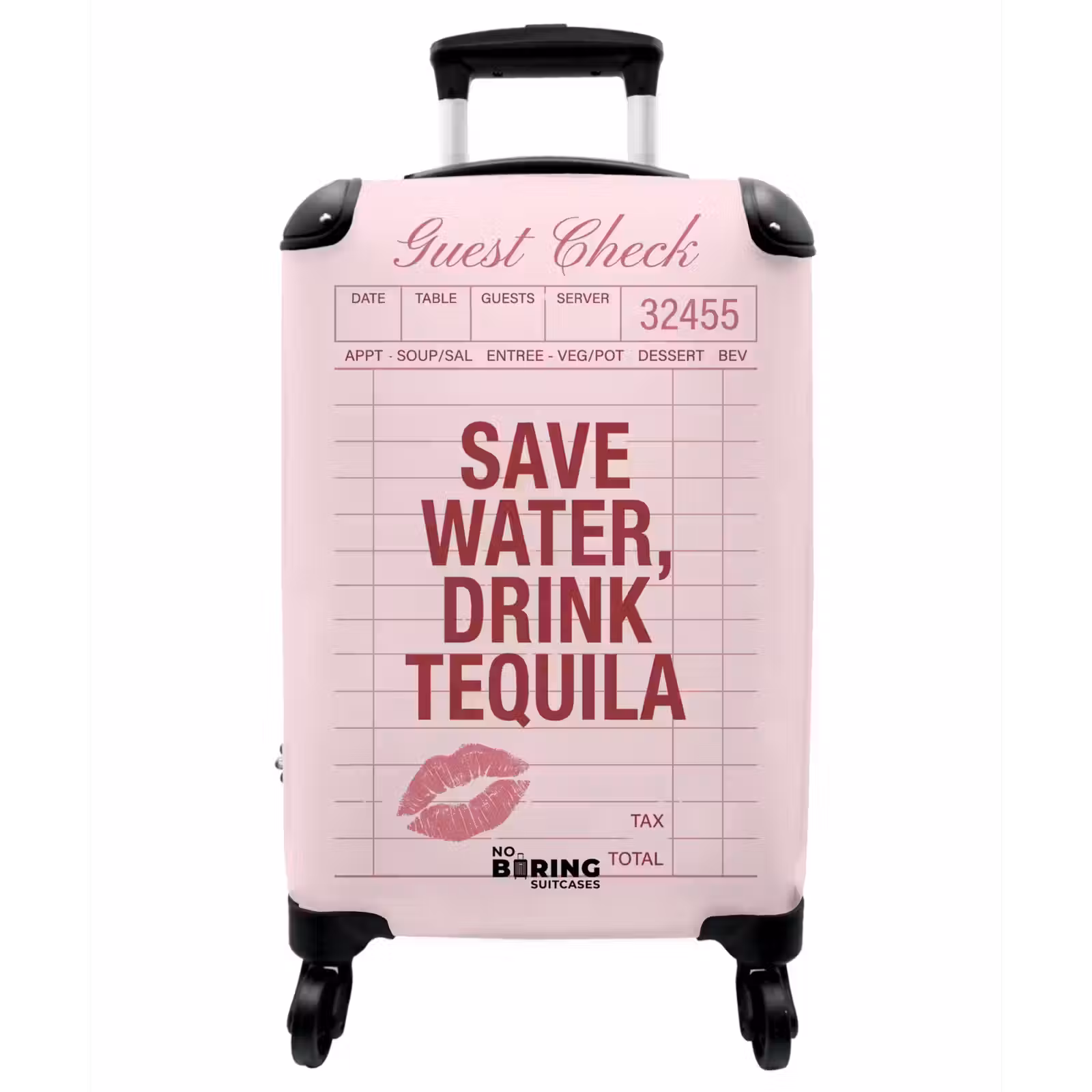Koffer - Humor – Alkohol – Text – Rosa - Humor - Drank - Tekst - Roze NBS - Handbagage koffer - Vrouwen middel