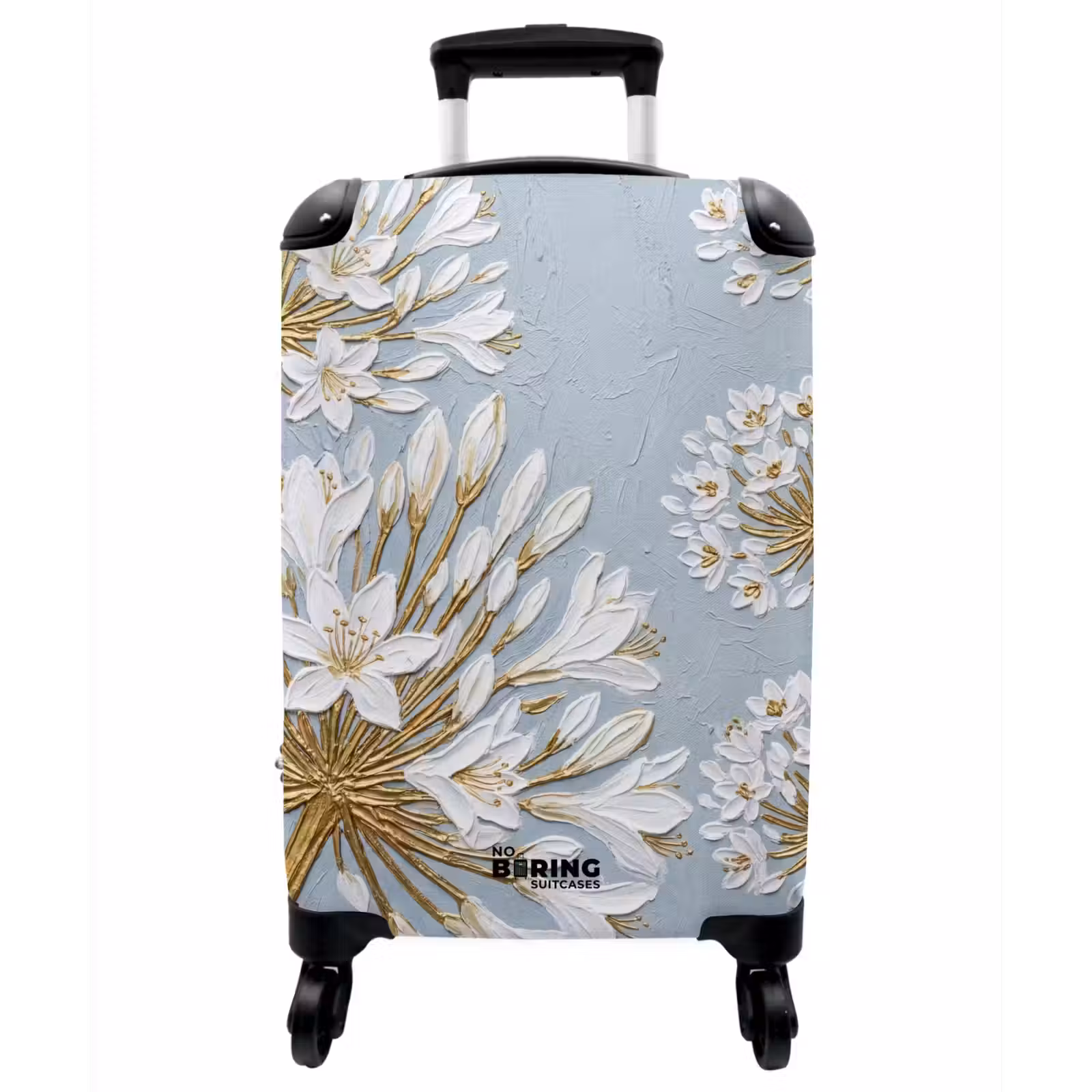 Koffer - Illustration – Blumen – Blau - Illustratie - Bloemen - Blauw NBS - Handbagage koffer - Vrouwen middel