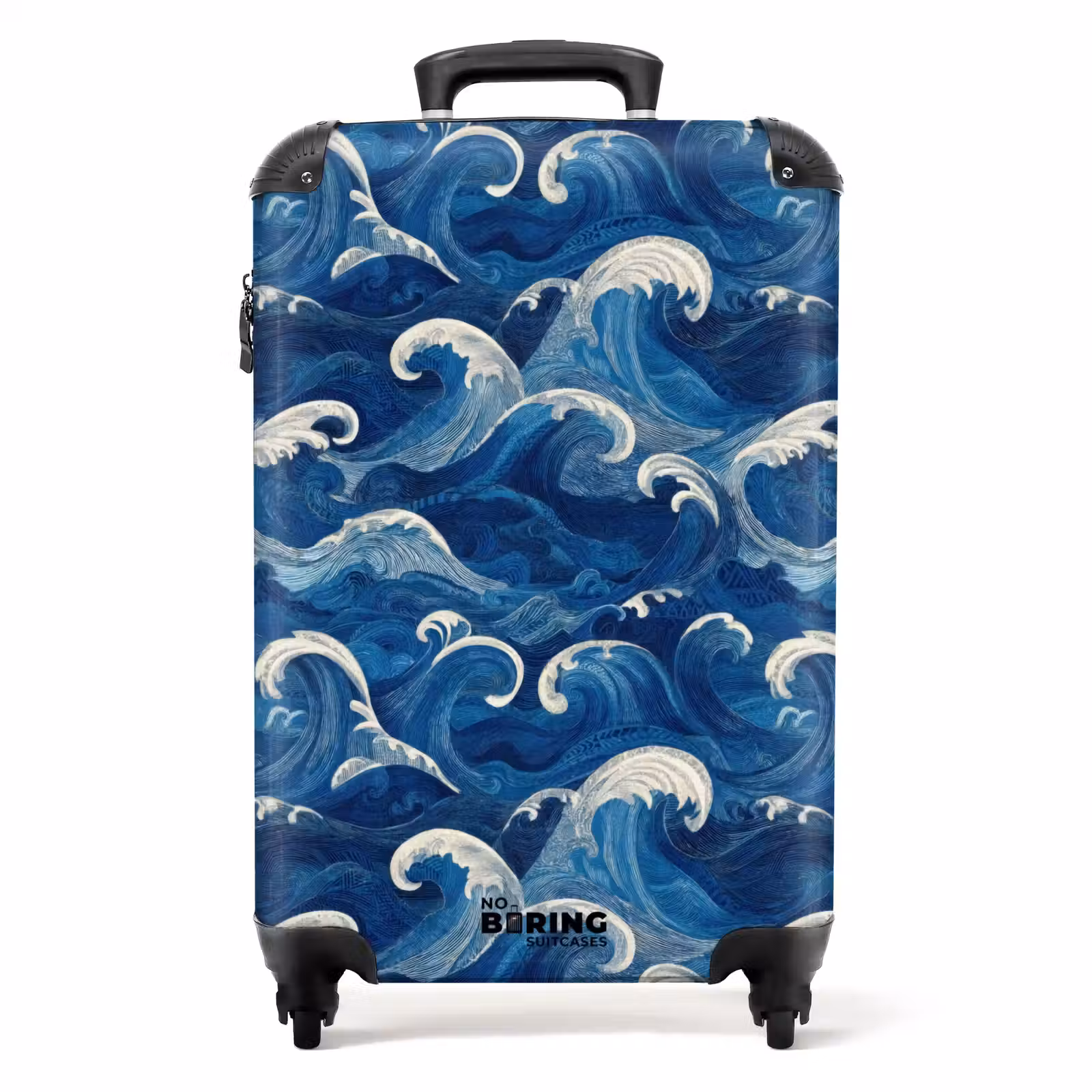 Koffer - Japanisch – Ozean – Wellen – Blau - Japans - Oceaan - Golven - Blauw NBS - Handbagage koffer - Volwassenen Unisex middel
