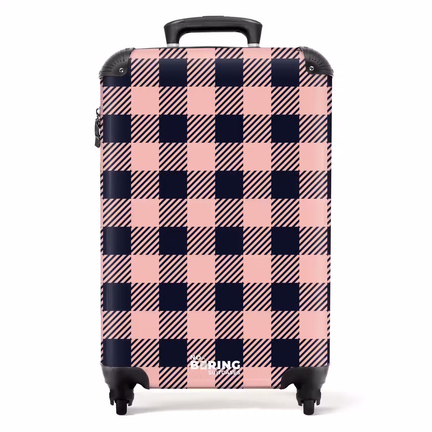 Geruit dambordpatroon in roze en zwart NBS - Handbagage koffer - Kinderen Unisex middel -productfoto_recht