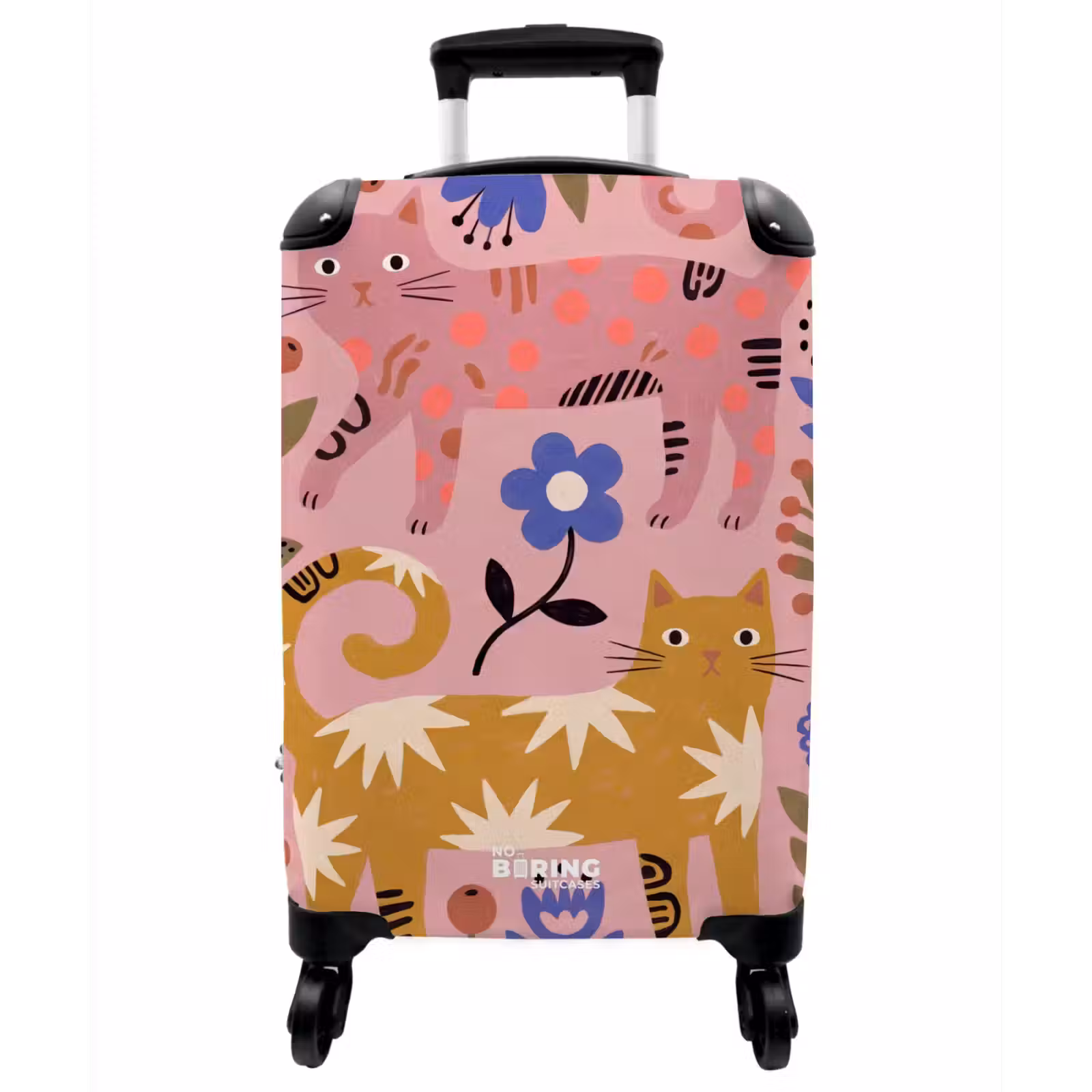 Koffer - Katze – Blumen – Tiere – Modern – Rosa - Kat - Bloemen - Dieren - Modern - Roze NBS - Handbagage koffer - Vrouwen middel
