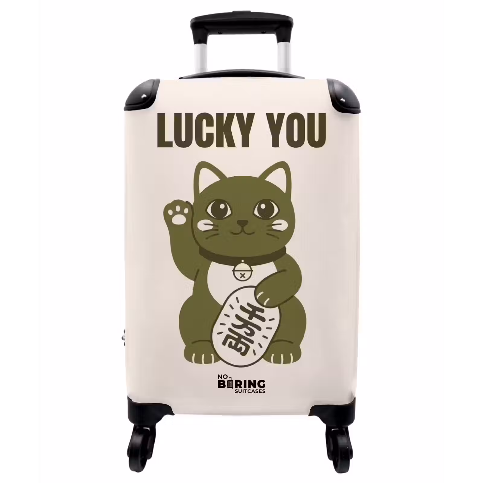 Koffer - Katze – Glück – Tiere – Modern – Grün - Kat - Geluk - Dieren - Modern - Groen NBS - Handbagage koffer - Vrouwen middel