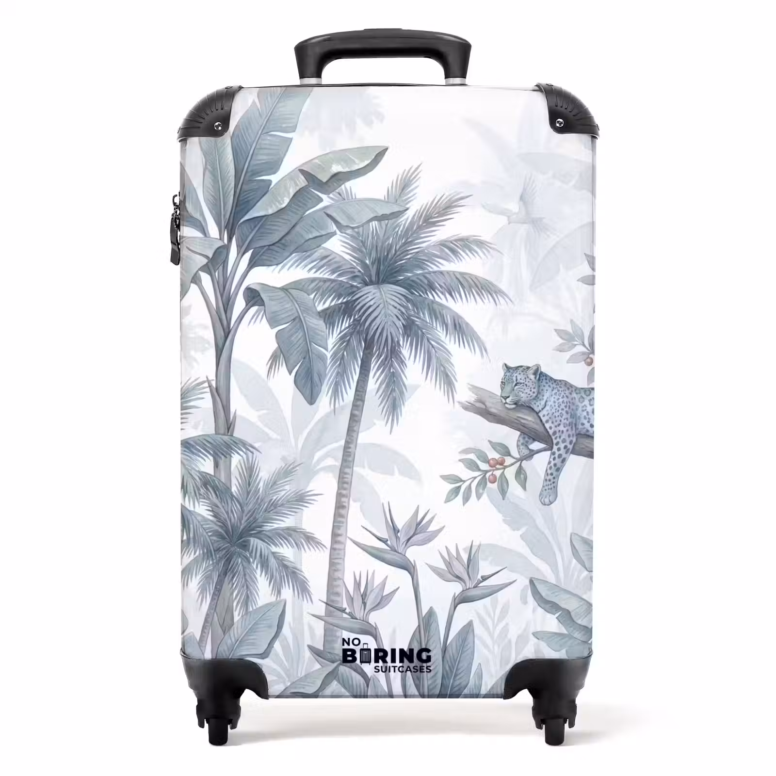 Koffer - Katze – Tropischer Wald – Modern – Grau - Kat - Tropisch bos - Modern - Grijs NBS - Handbagage koffer - Volwassenen Unisex middel