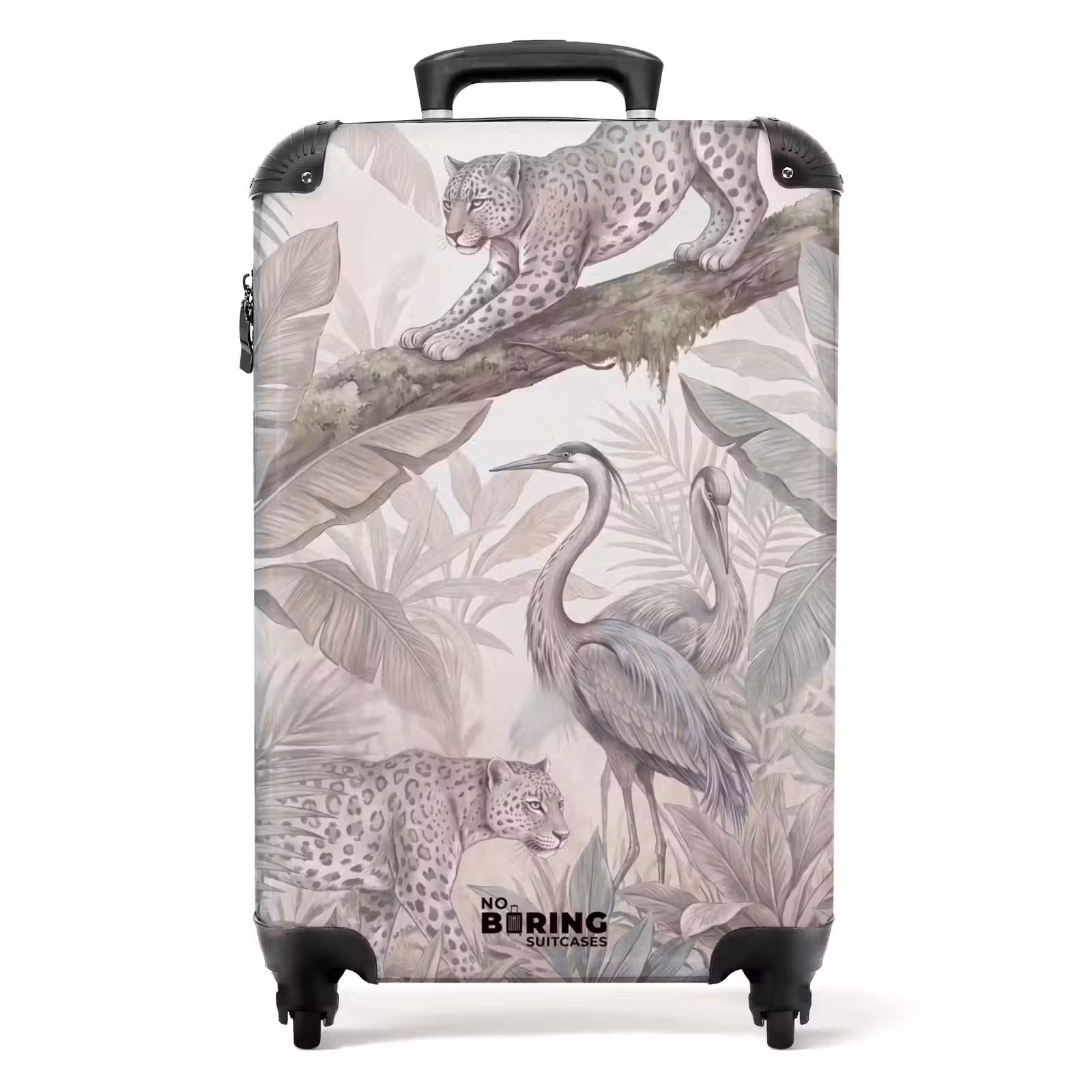 Koffer - Katze – Vogel – Dschungel – Illustration – Tiere - Kat - Vogel - Jungle - Illustratie - Dieren NBS - Handbagage koffer - Volwassenen Unisex middel