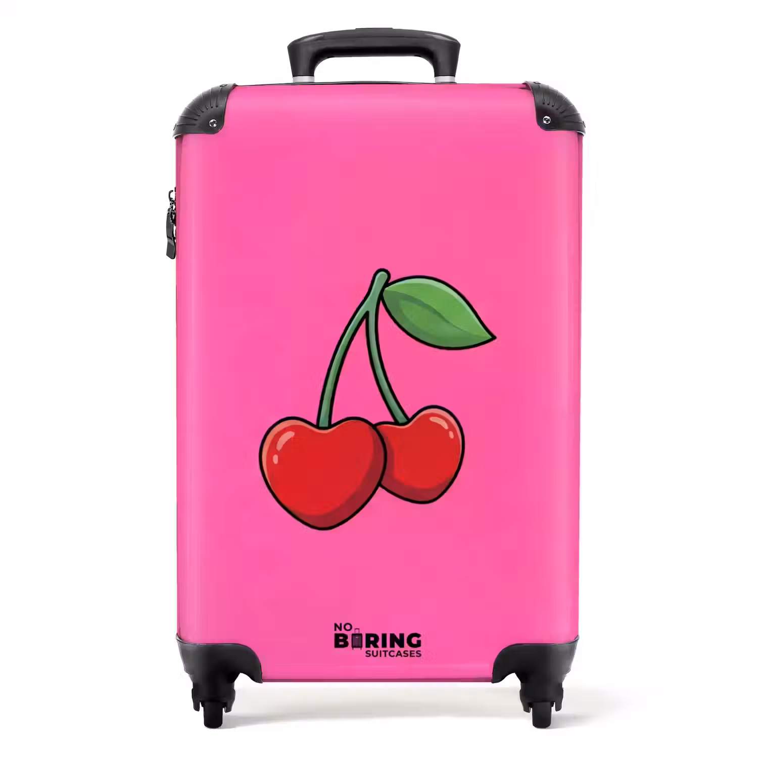 Kers - Roze - Fruit NBS - Handbagage koffer - Volwassenen Unisex middel -productfoto_recht