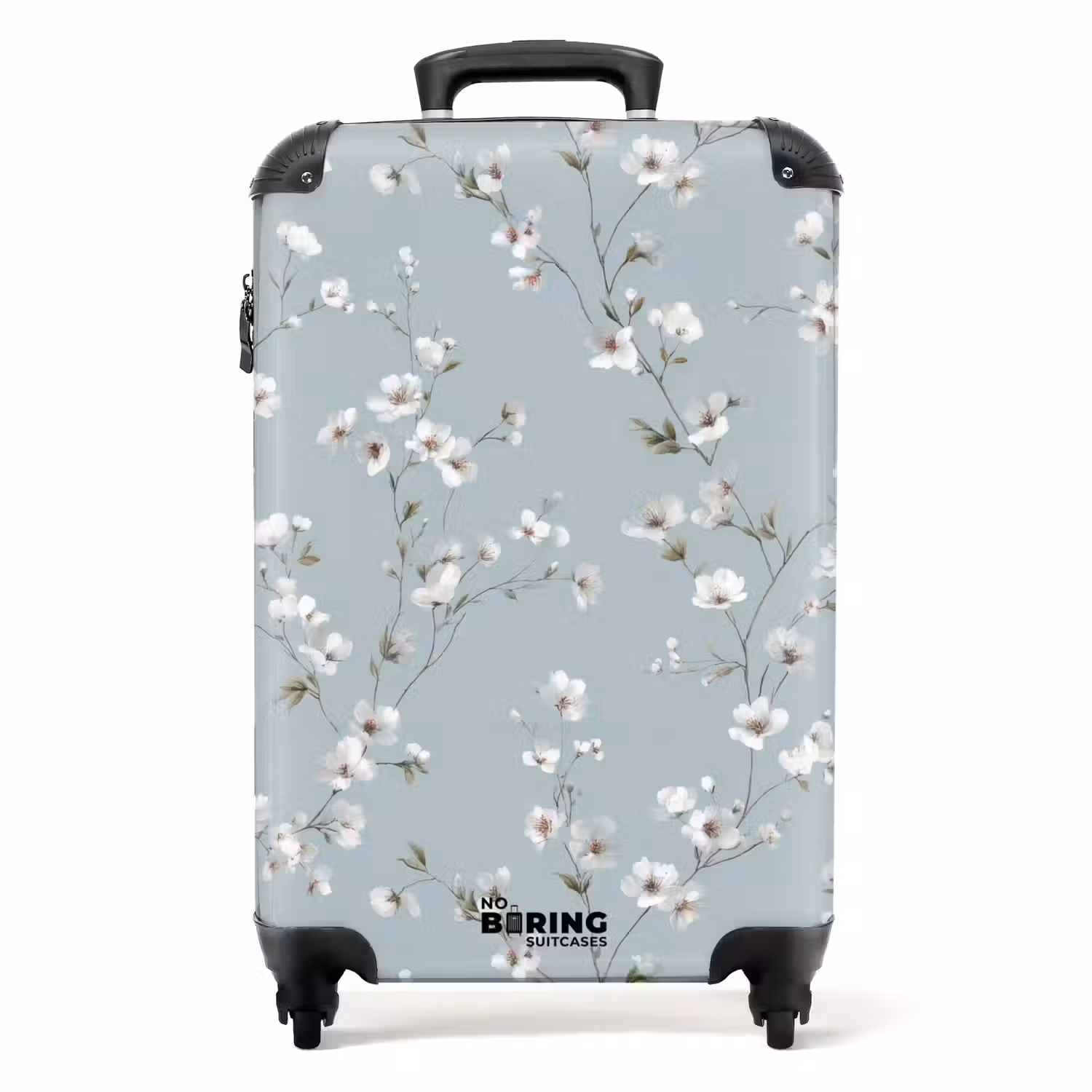 Klassiek - Bloemen - Blauw NBS - Handbagage koffer - Volwassenen Unisex middel -productfoto_recht