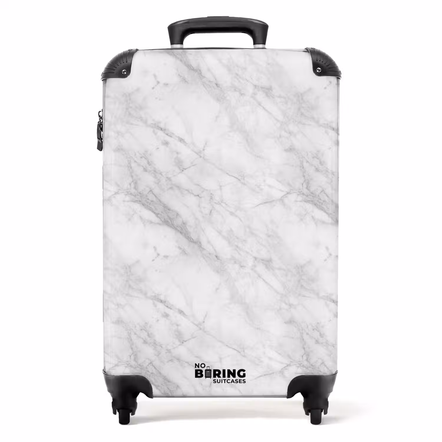 Klassiek - Marmer - Grijs NBS - Handbagage koffer - Volwassenen Unisex middel -productfoto_recht
