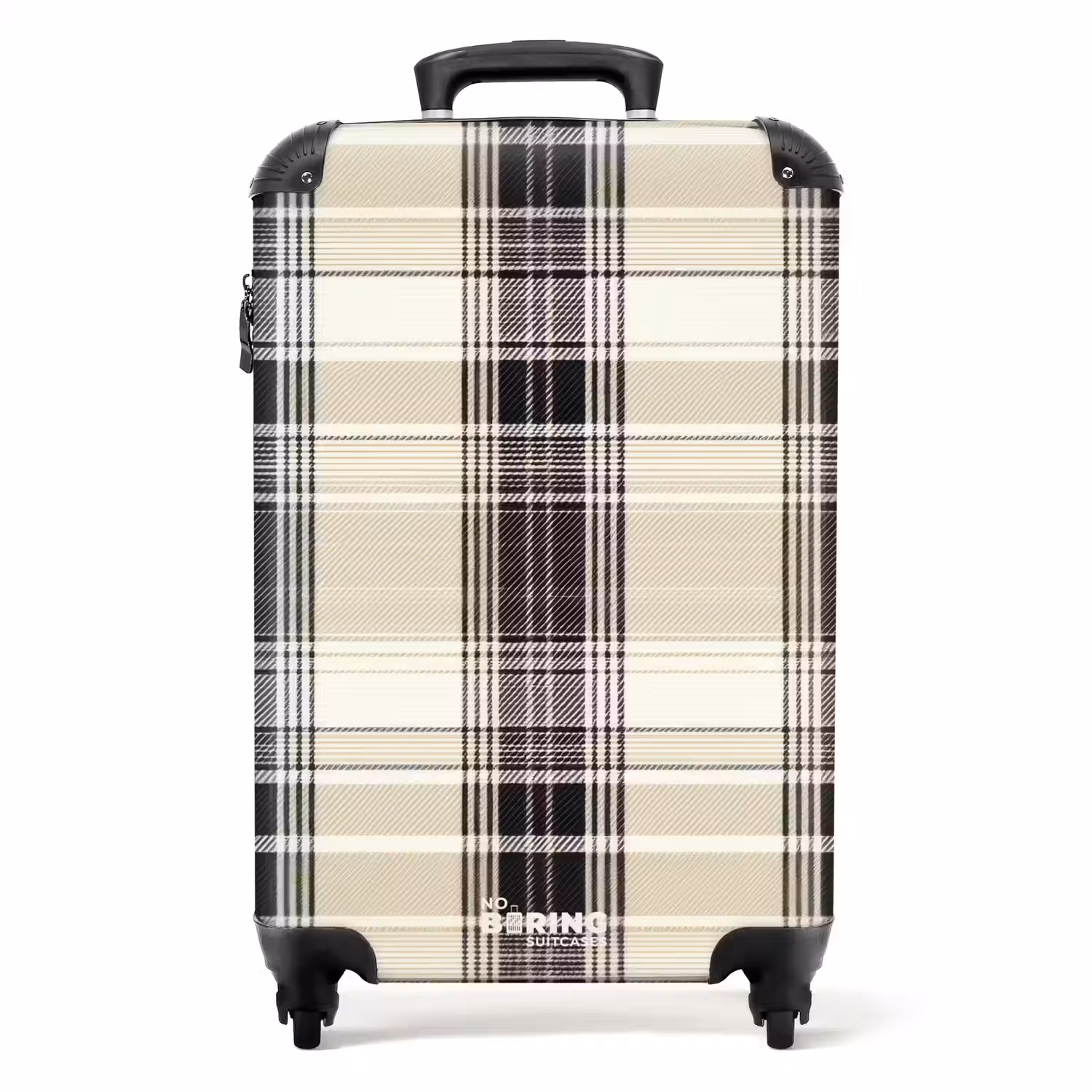 Klassiek geruit patroon in beige NBS - Handbagage koffer - Unisex middel -productfoto_recht