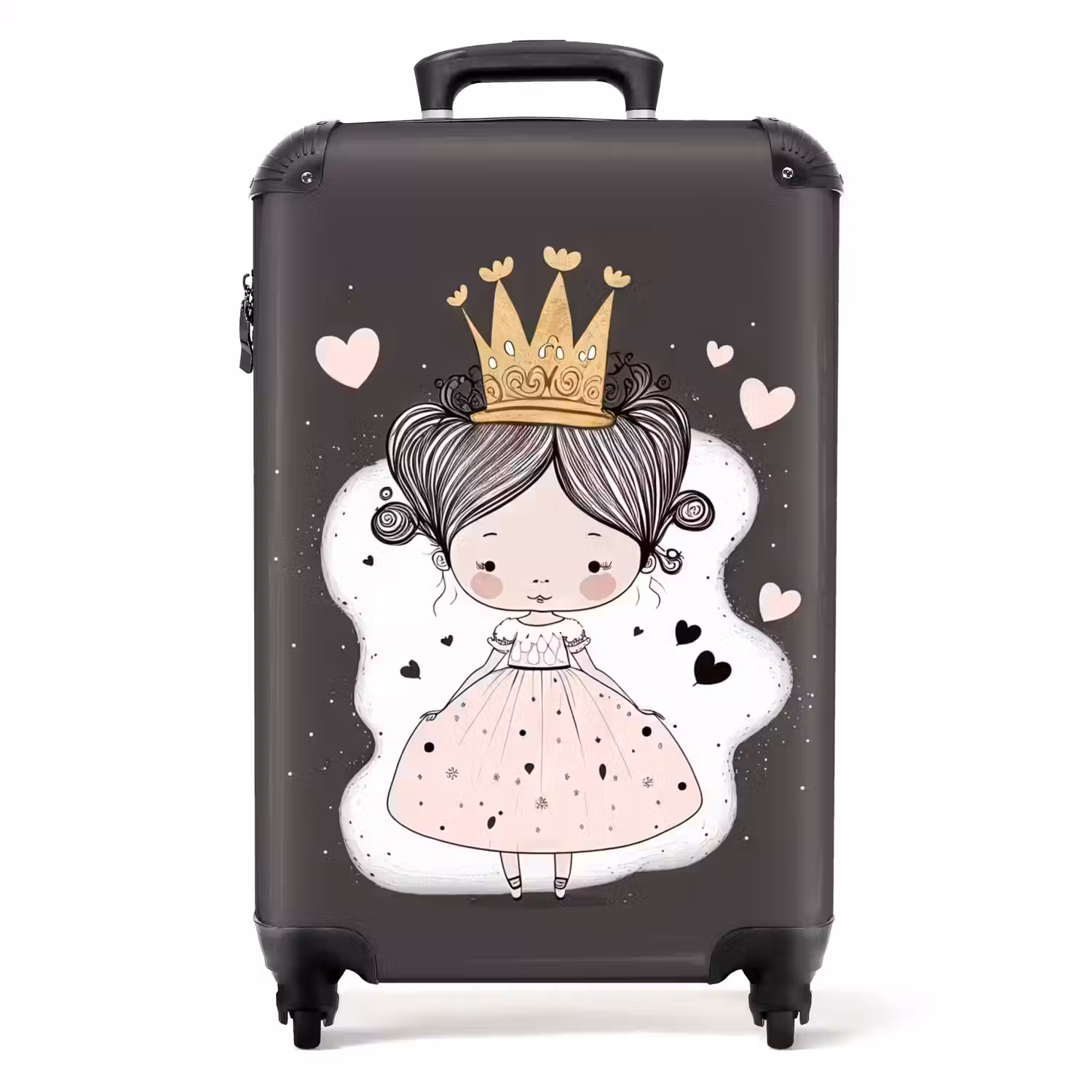 Kleine prinses op zwarte achtergrond NBS - Handbagage koffer - Unisex middel -productfoto_recht