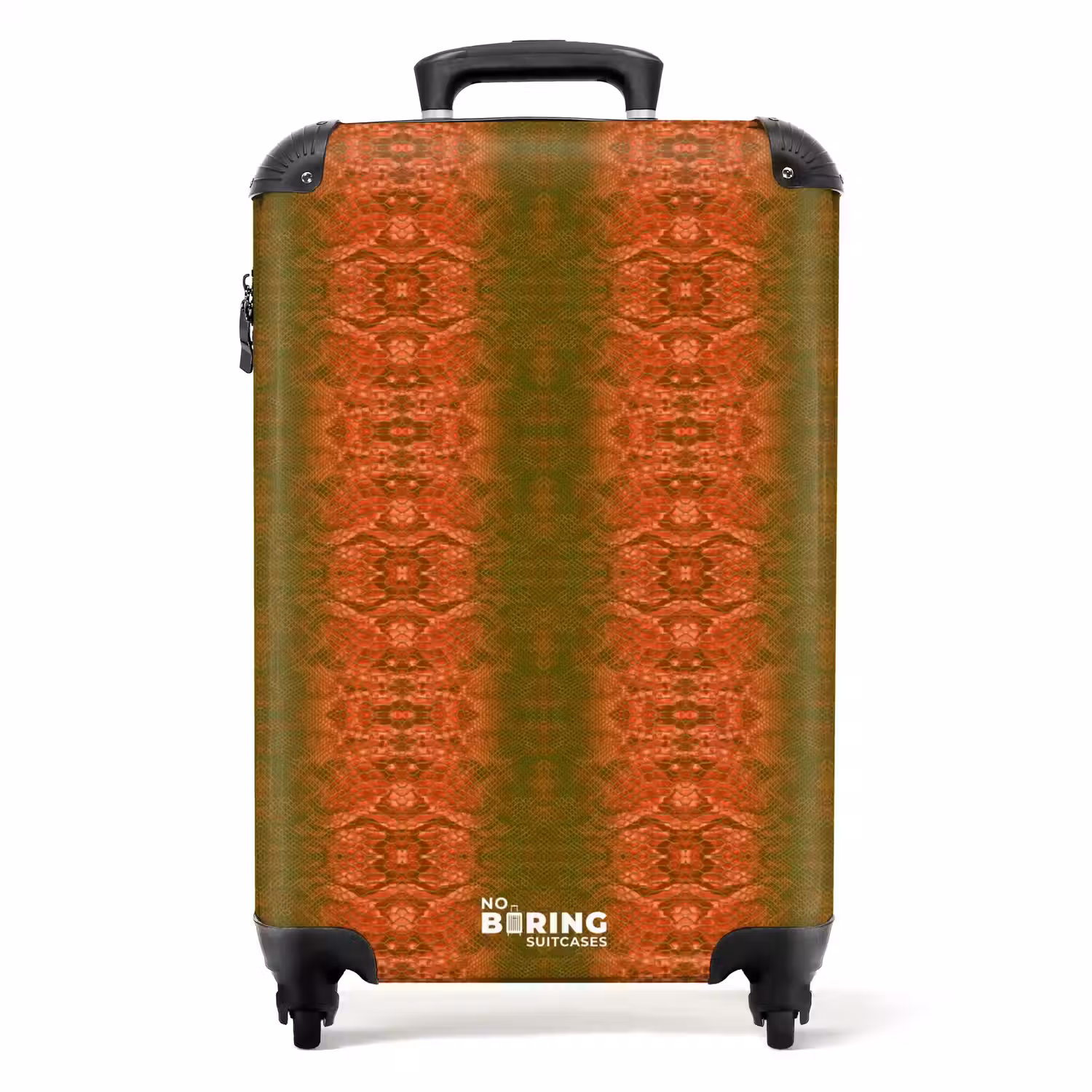 Koraalrood slangenhuid met symmetrische schubstructuur NBS - Handbagage koffer - Volwassenen Unisex middel -productfoto_recht
