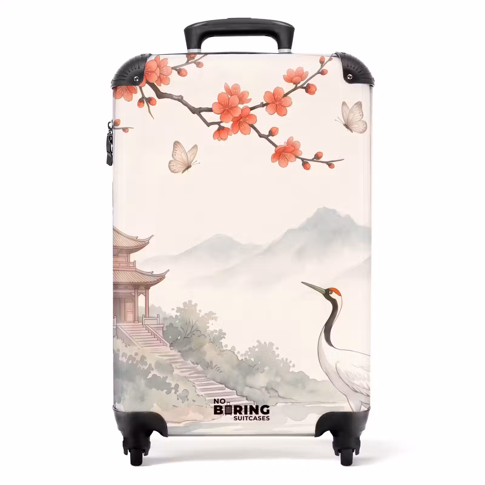 Koffer - Kranich – Asien – Klassik - Kraanvogel - Azië - Klassiek NBS - Handbagage koffer - Volwassenen Unisex middel