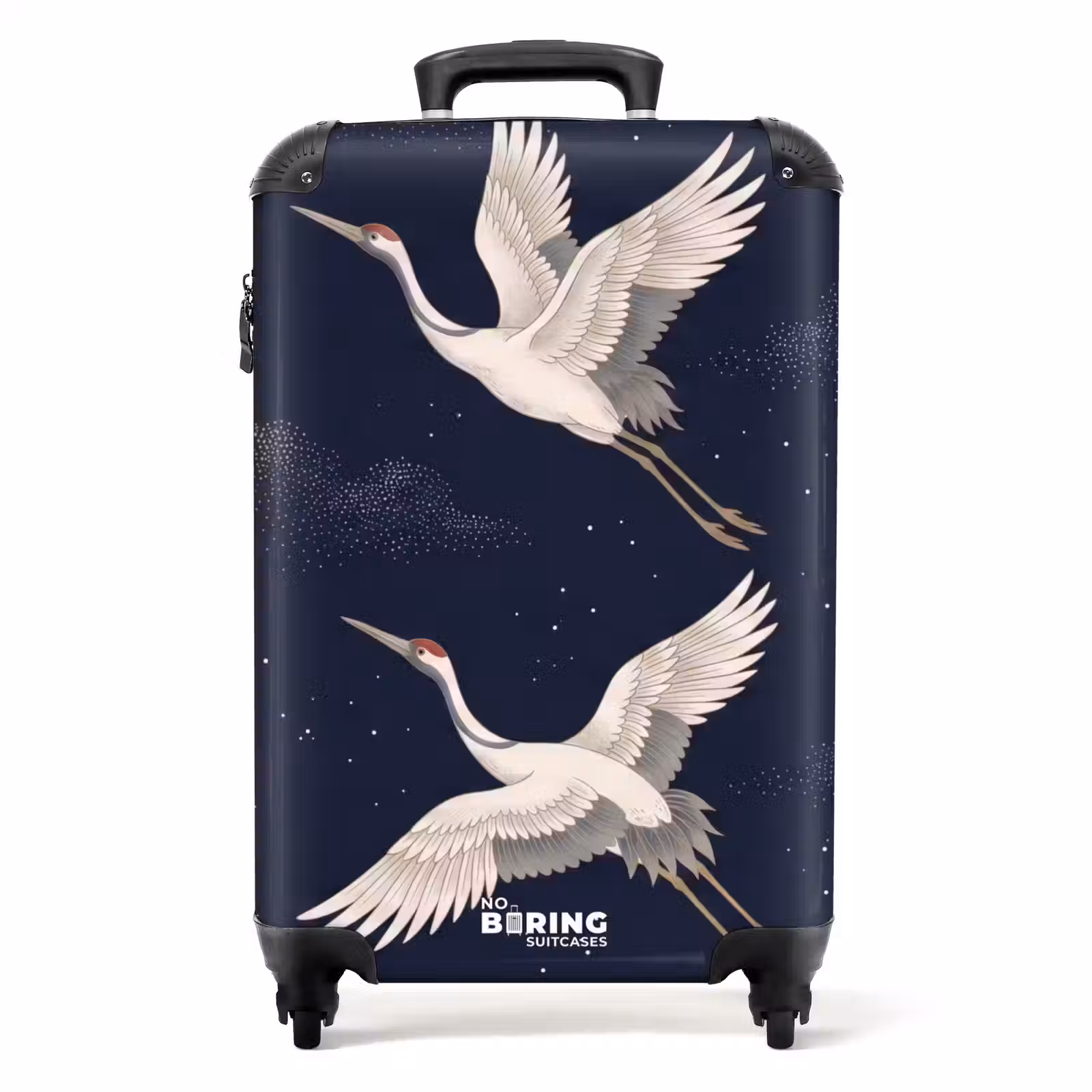 Koffer - Kraniche – Nachthimmel – Blau - Kraanvogels - Nachthemel - Blauw NBS - Handbagage koffer - Volwassenen Unisex middel