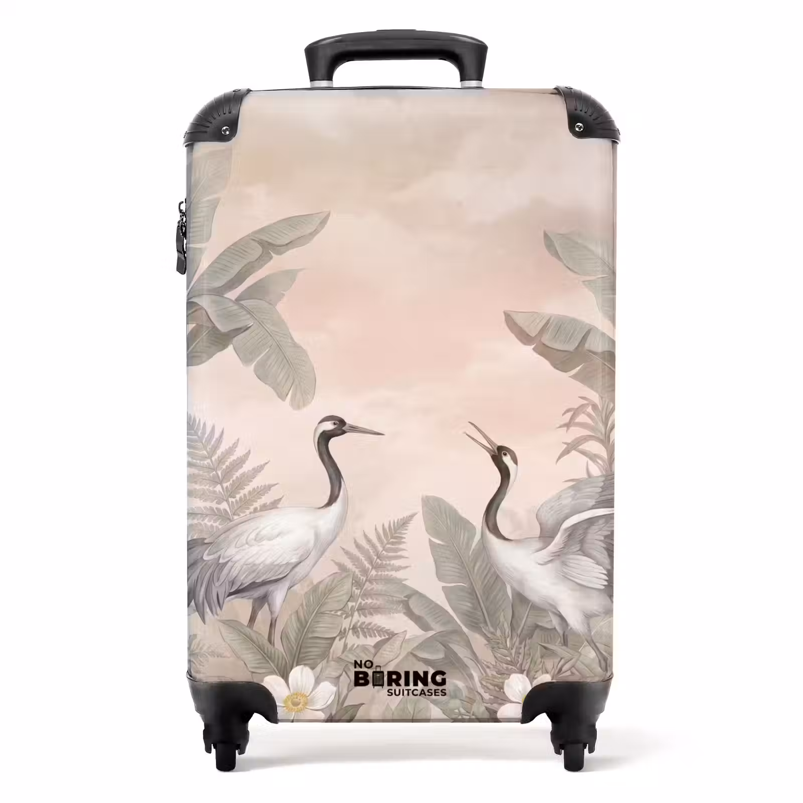 Koffer - Kraniche – Natur – Rosa - Kraanvogels - Natuur - Roze NBS - Handbagage koffer - Volwassenen Unisex middel