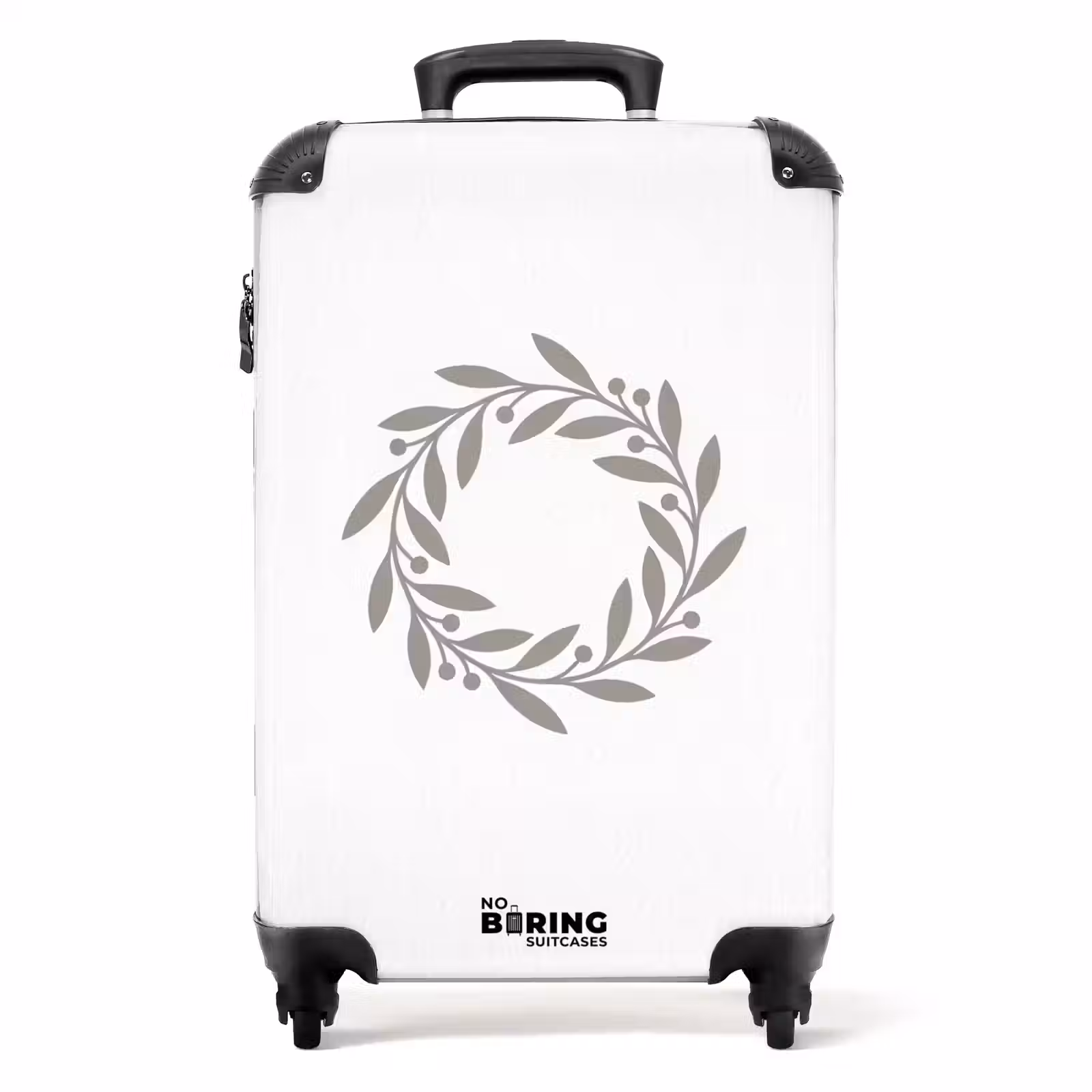 Koffer - Kranz – Blätter – Natur – Minimalistisch – Grau - Krans - Bladeren - Natuur - Minimalistisch - Grijs NBS - Handbagage koffer - Volwassenen Unisex middel
