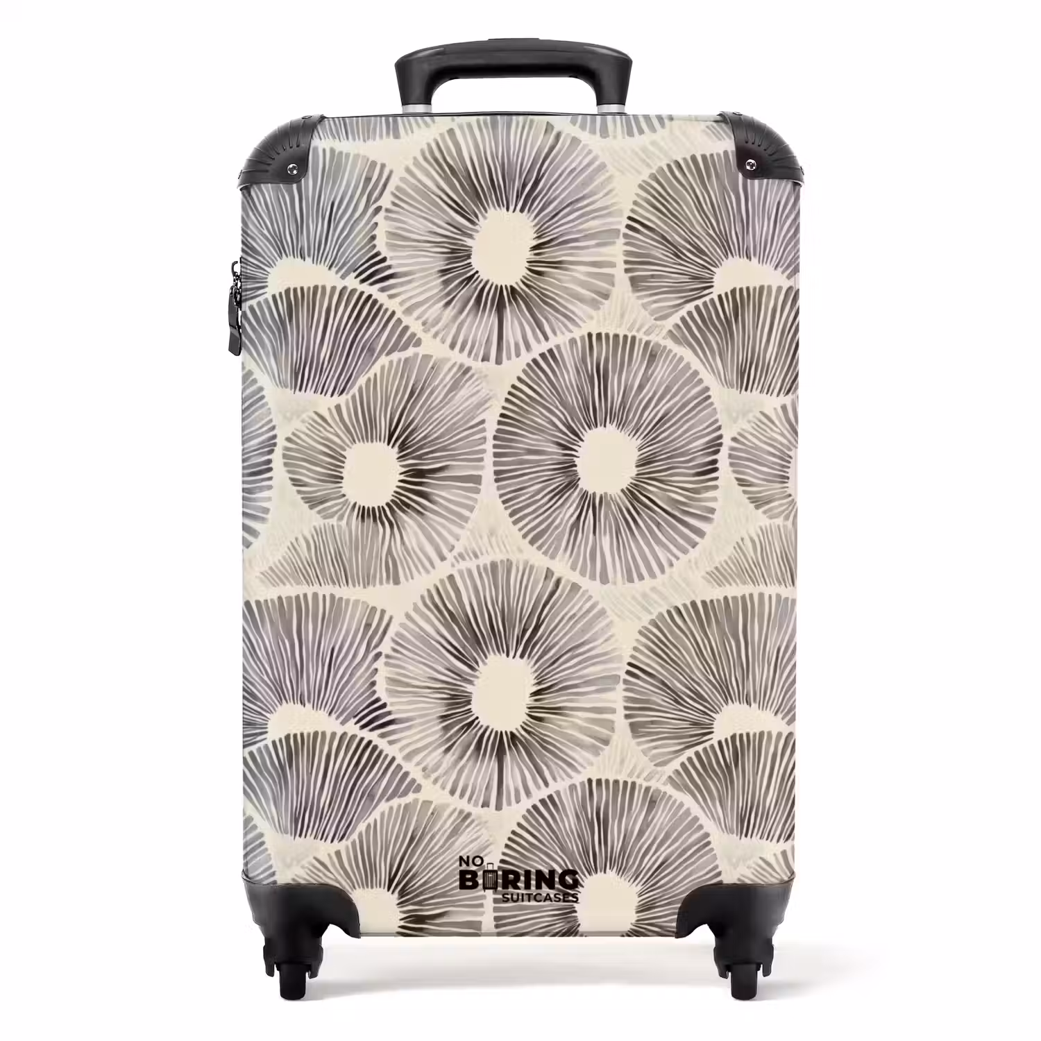 Cirkels - Patroon - Zwart NBS - Handbagage koffer - Volwassenen Unisex middel -productfoto_recht