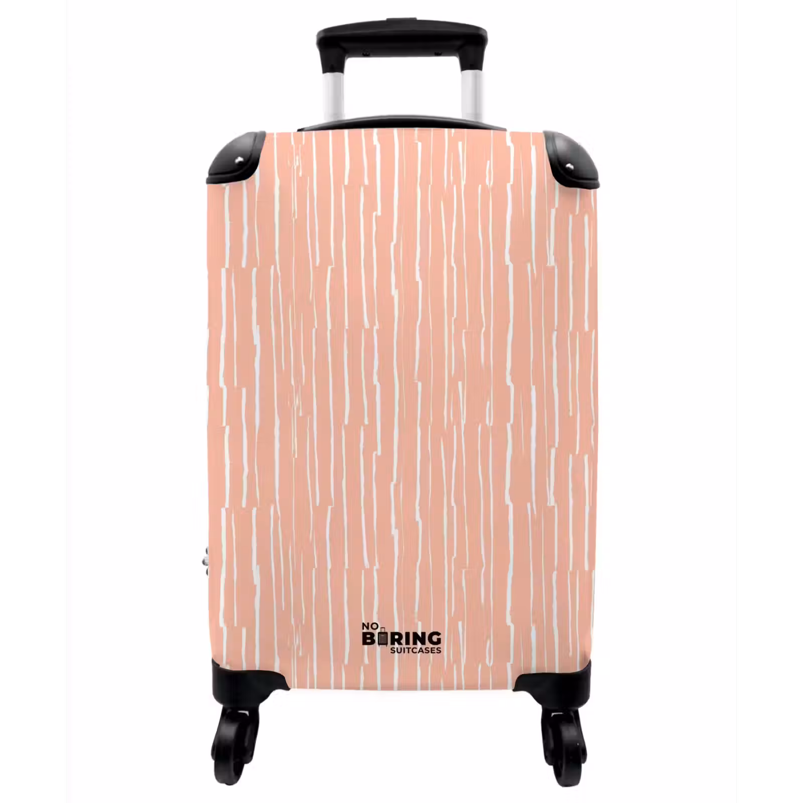 Koffer - Lachsrosa – Streifen – Handgezeichnet – Muster - Zalmroze - Strepen - Handgetekend - Patroon NBS - Handbagage koffer - Vrouwen middel