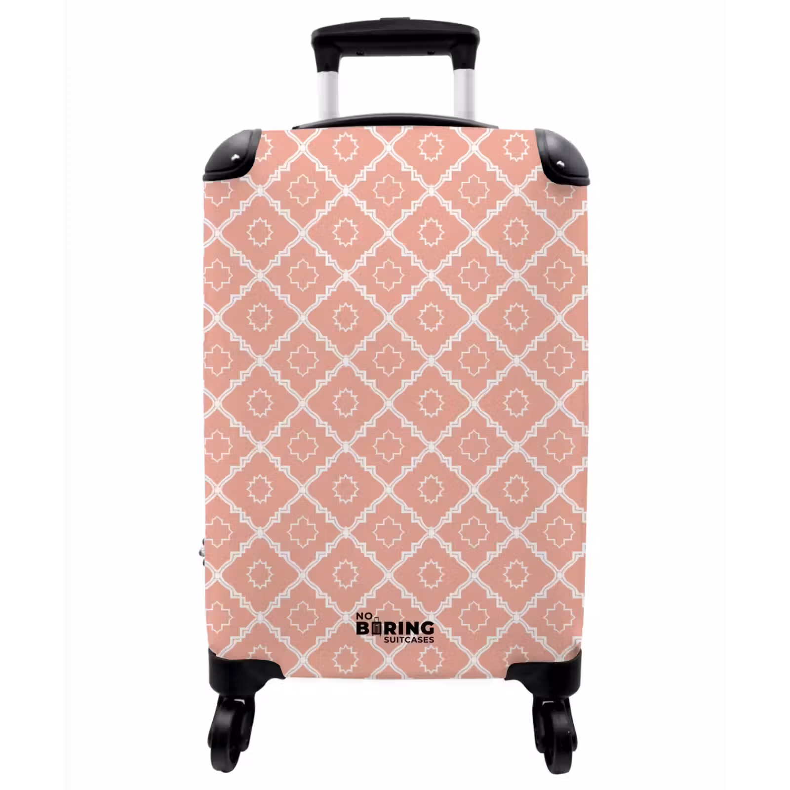 Koffer - Lachsrosa – Streifen – Handgezeichnet – Muster - Zalmroze - Strepen - Handgetekend - Patroon NBS - Handbagage koffer - Vrouwen middel