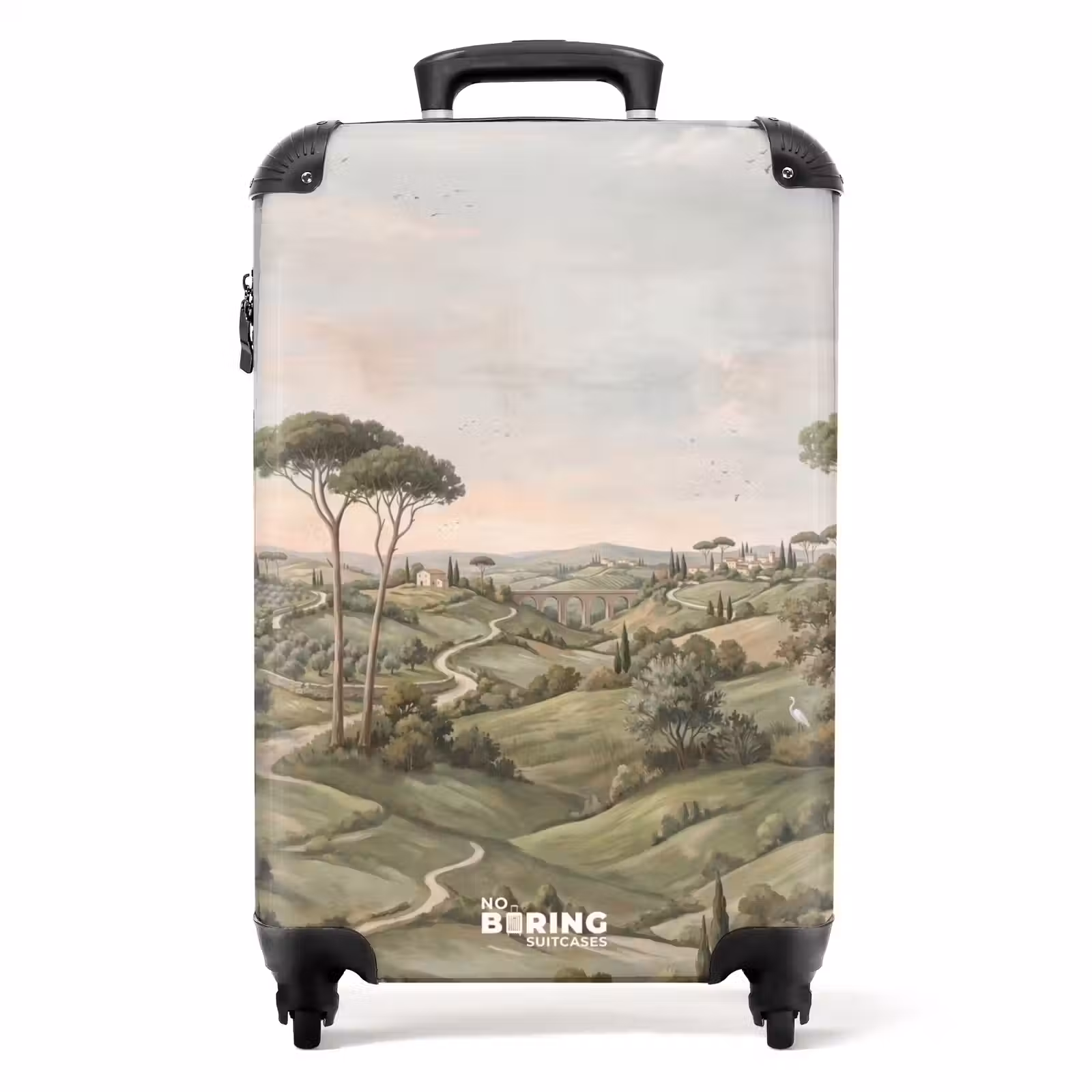 Koffer - Landschaft – Hügel – Sandweg – Grün - Landschap - Heuvels - Zandpad - Groen NBS - Handbagage koffer - Volwassenen Unisex middel