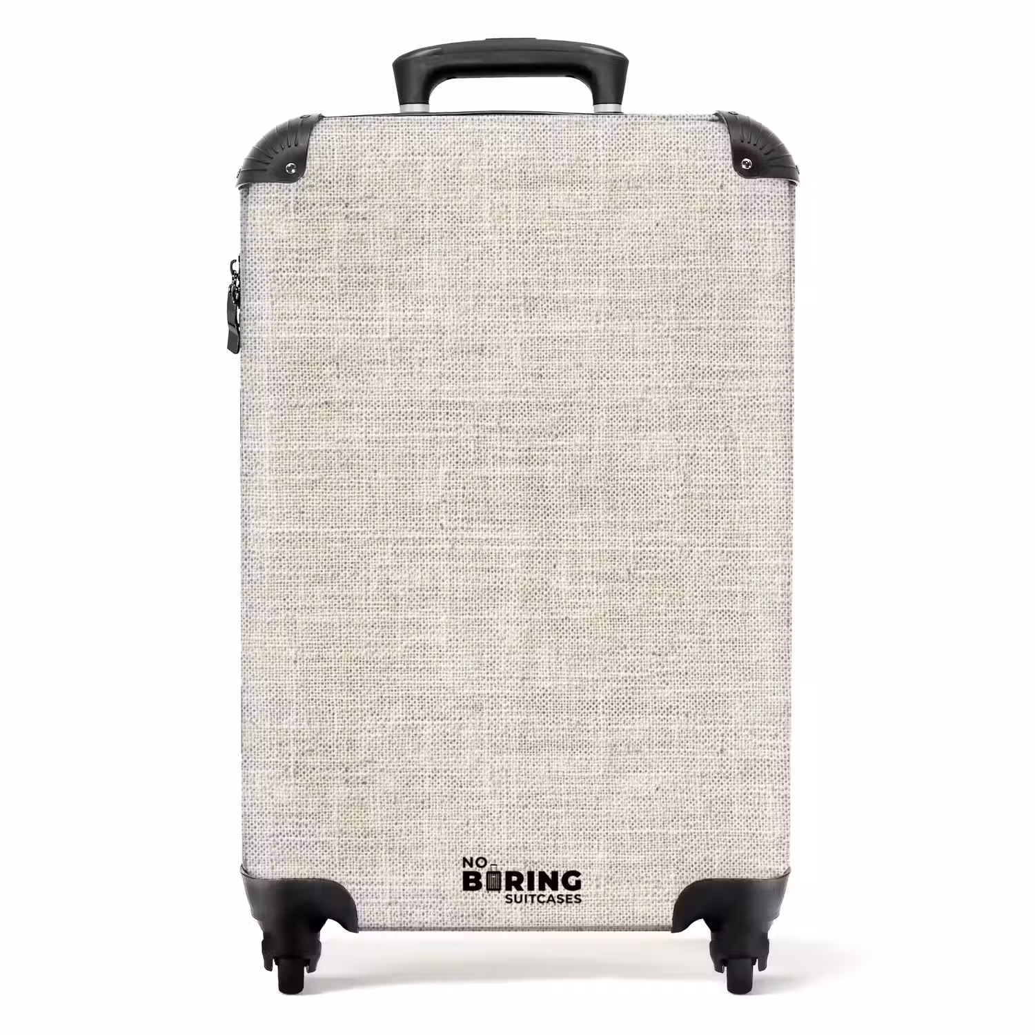 Linnen - Textuur - Beige NBS - Handbagage koffer - Volwassenen Unisex middel -productfoto_recht