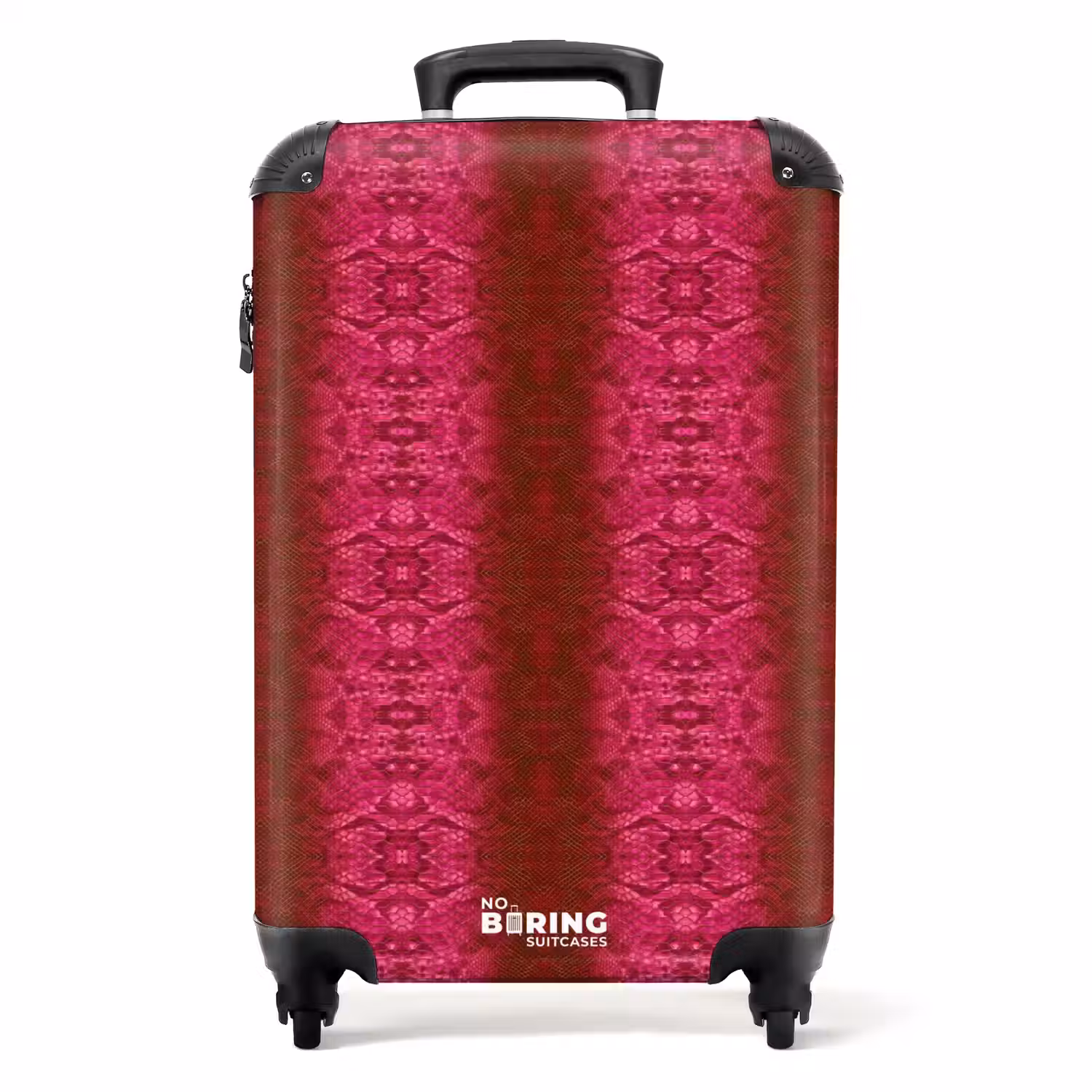 Felroze slangenhuid met symmetrische schubstructuur NBS - Handbagage koffer - Volwassenen Unisex middel -productfoto_recht