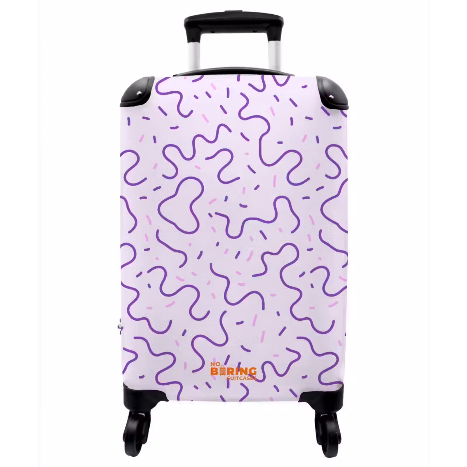 Koffer - Lila – Abstrakt – Memphis – Retro – Sprenkel – Muster - Paars - Abstract - Memphis - Retro - Spikkels - Patroon NBS - Handbagage koffer - Vrouwen middel