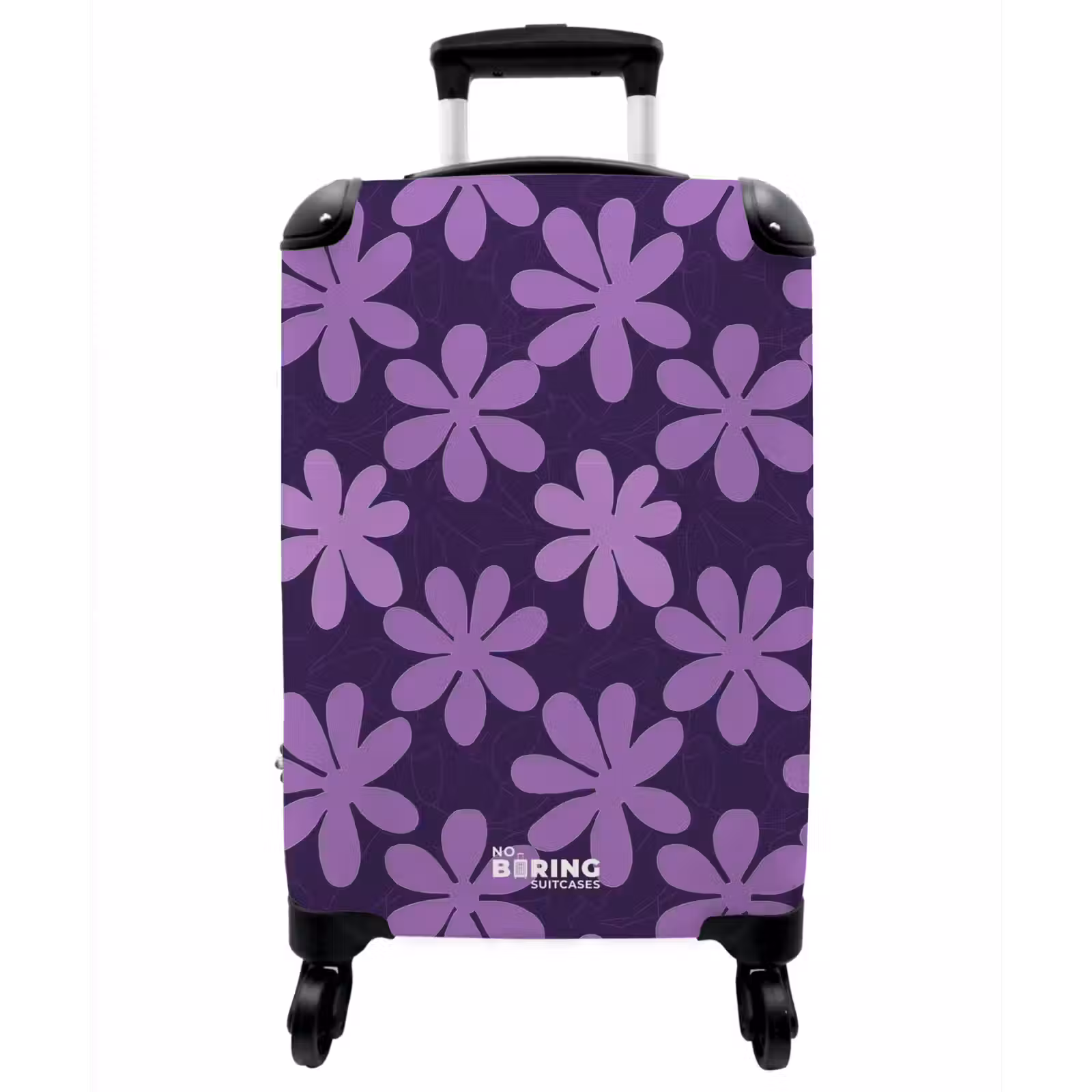Koffer - Lila – Botanisch – Blumen – Retro – Muster - Paars - Botanisch - Bloemen - Retro - Patroon NBS - Handbagage koffer - Vrouwen middel