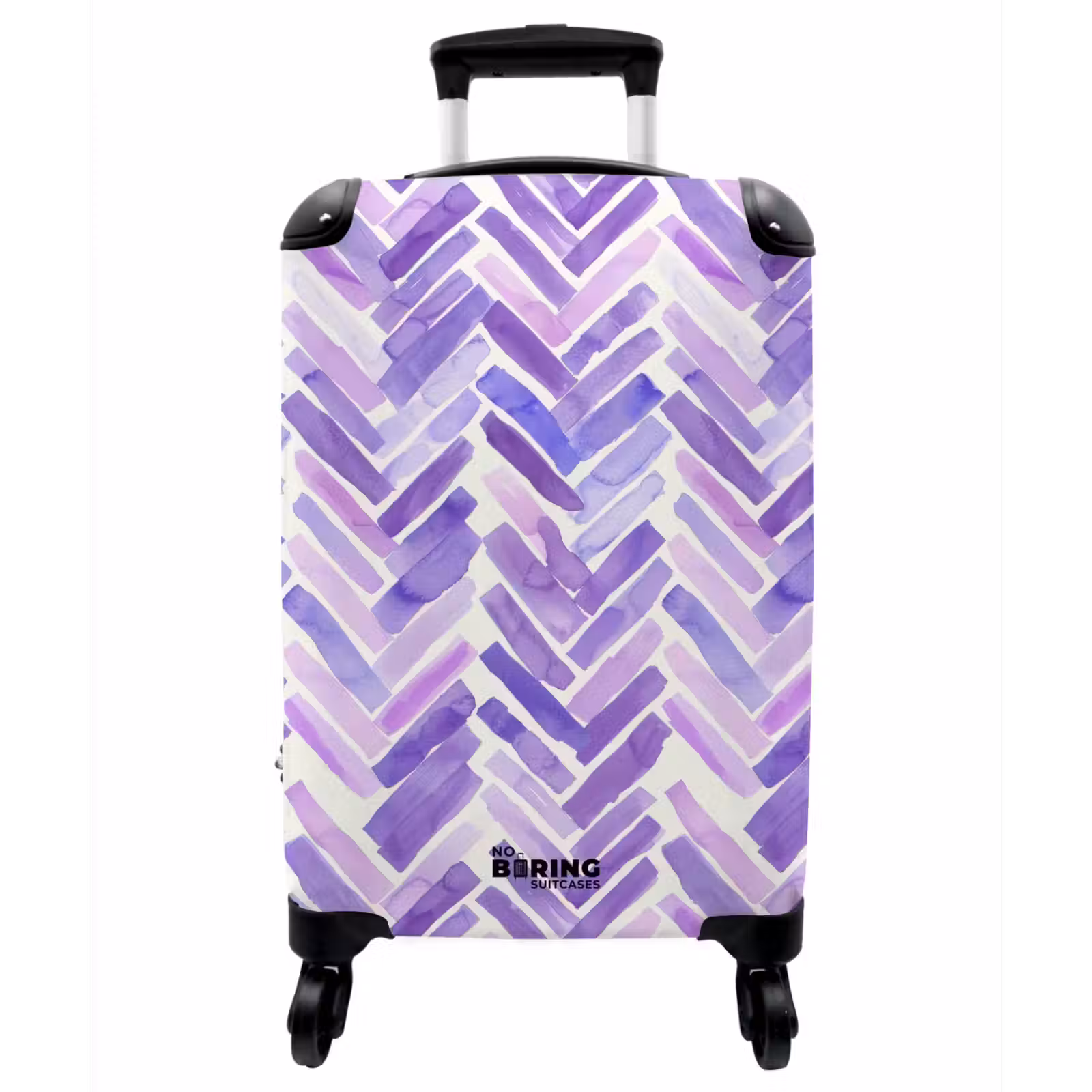 Koffer - Lila – Fischgrätmuster – Aquarell – Pinselstriche – Muster - Paars - Visgraat - Aquarel - Penseelstreken - Patroon NBS - Handbagage koffer - Vrouwen middel