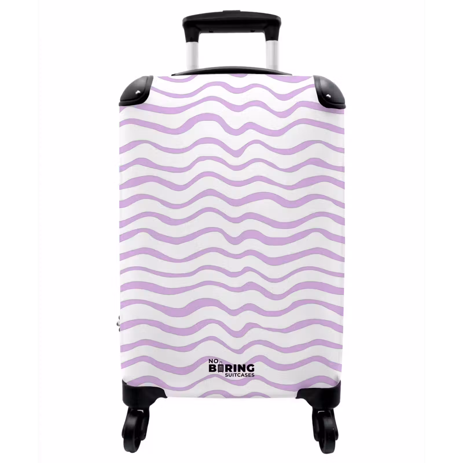 Koffer - Lila – Geometrisch – Wellen – Linien – Muster - Lila - Geometrisch - Golfjes - Lijnen - Patroon NBS - Handbagage koffer - Vrouwen middel