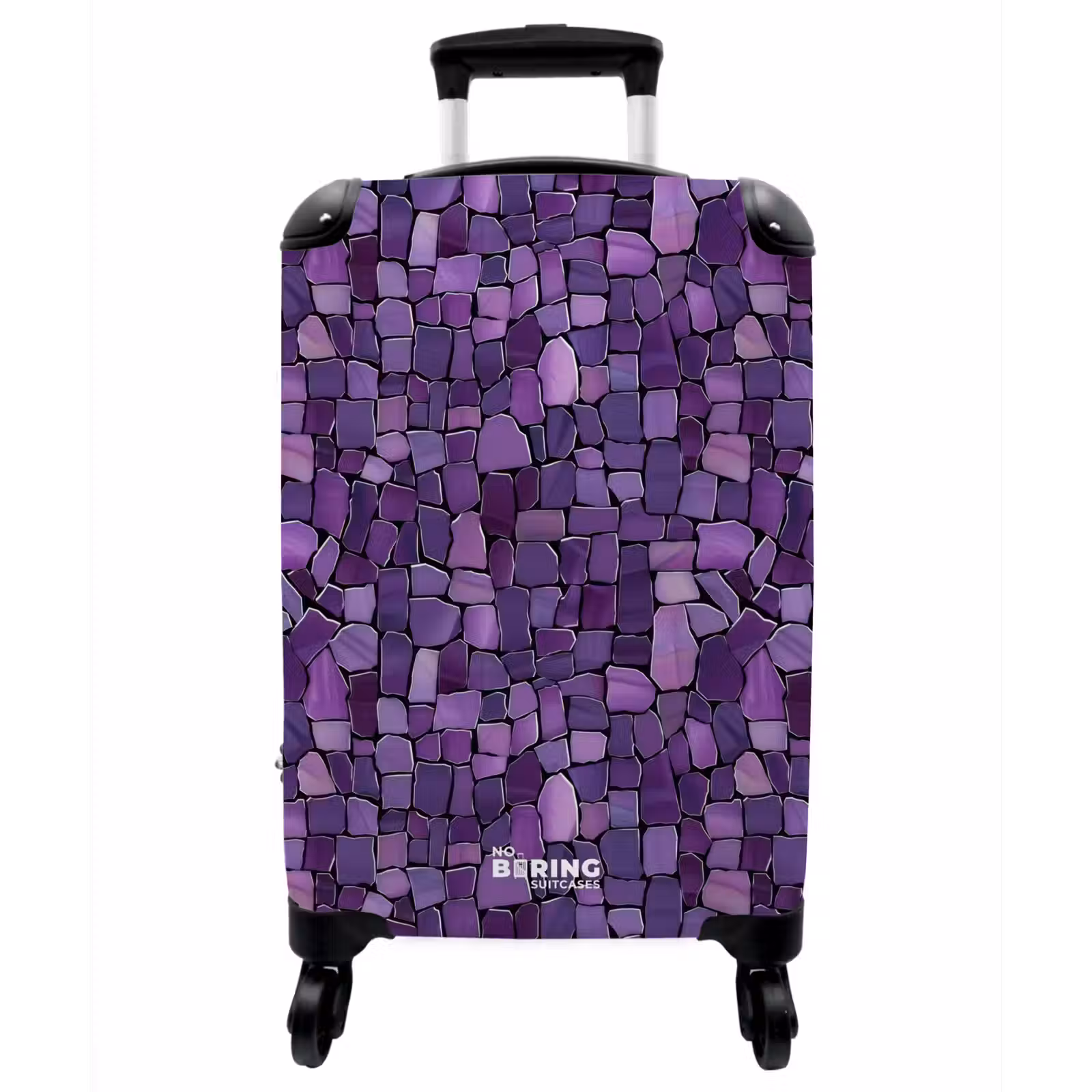 Koffer - Lila – Mosaik – Scherben – Stein – Muster - Paars - Mozaïek - Scherven - Steen - Patroon NBS - Handbagage koffer - Vrouwen middel