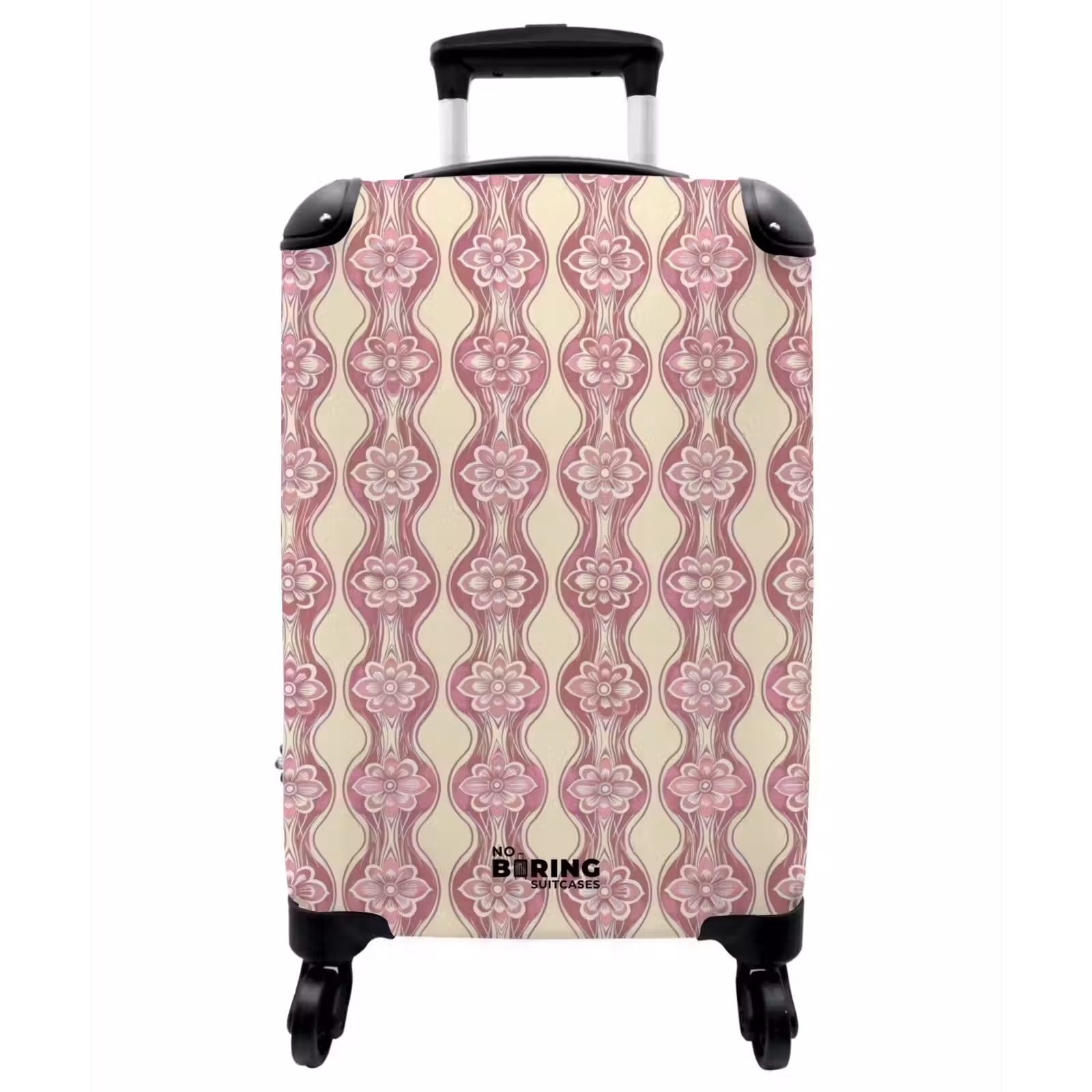Koffer - Lila-Rosa – Blumen – Retro – Muster - Paarsroze - Bloemen - Retro - Patroon NBS - Handbagage koffer - Vrouwen middel