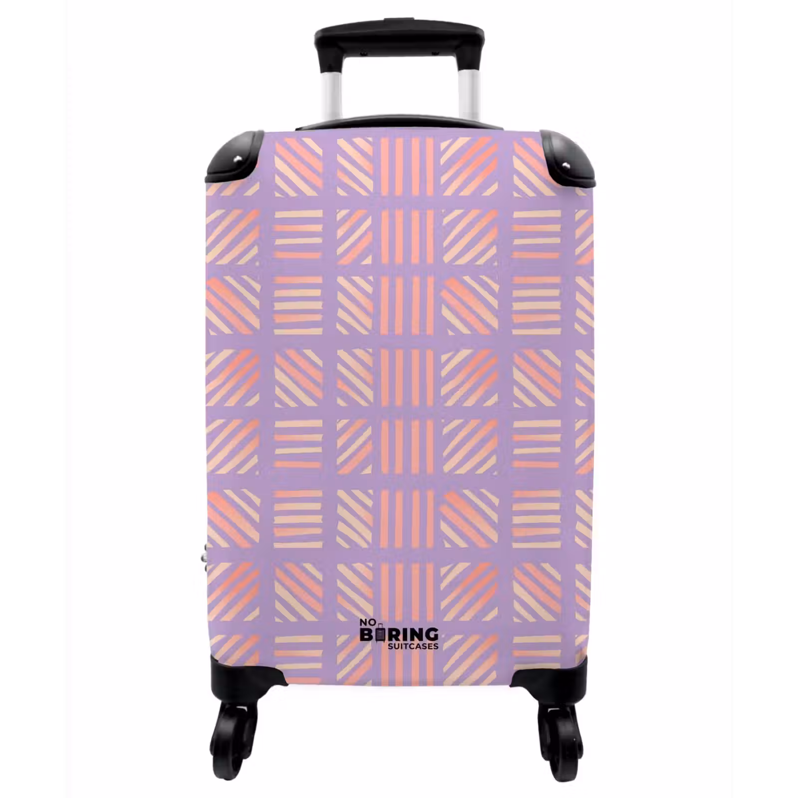 Koffer - Lila – Rosa – Geometrisch – Streifen – Blöcke – Muster - Paars - Roze - Geometrisch - Strepen - Blokken - Patroon NBS - Handbagage koffer - Vrouwen middel