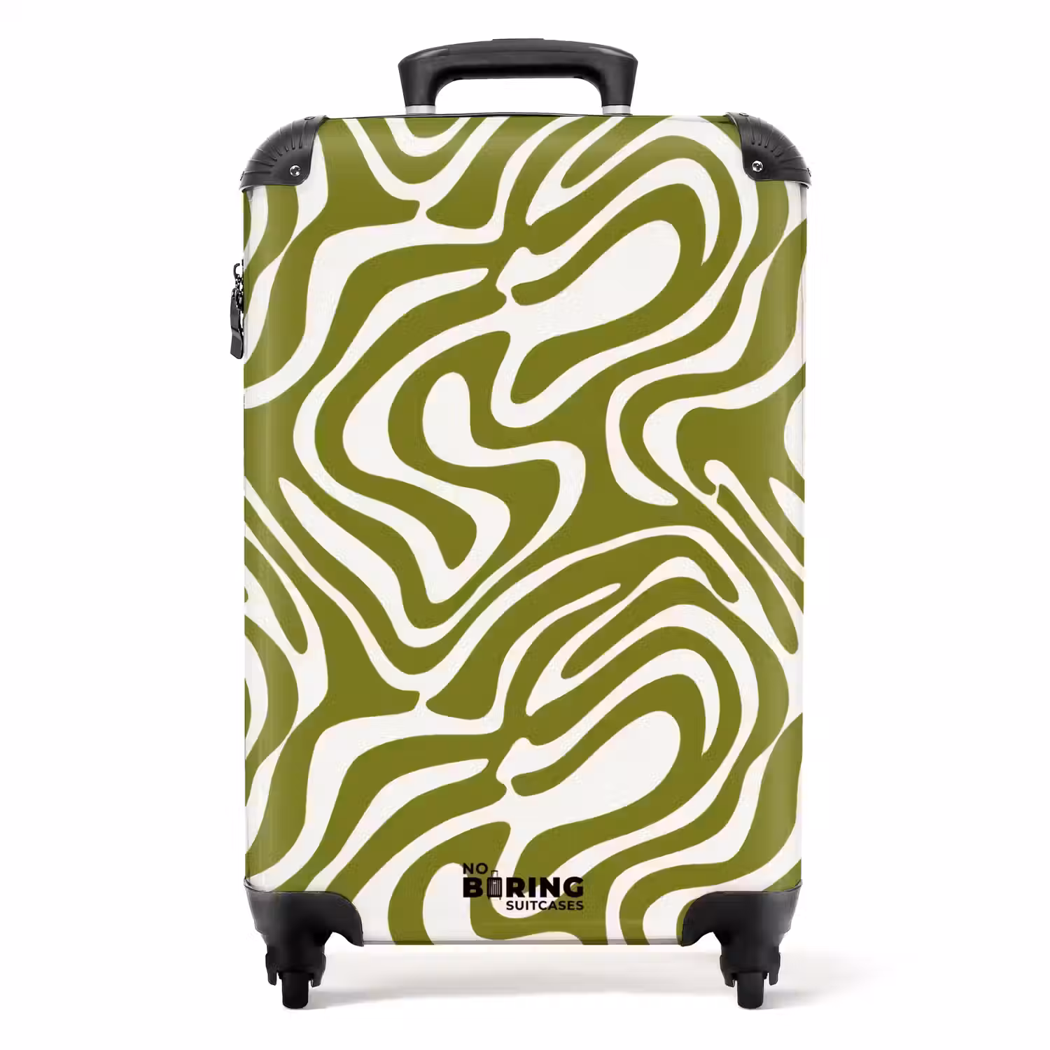 Lijnpatroon - Groen - Organisch NBS - Handbagage koffer - Volwassenen Unisex middel -productfoto_recht