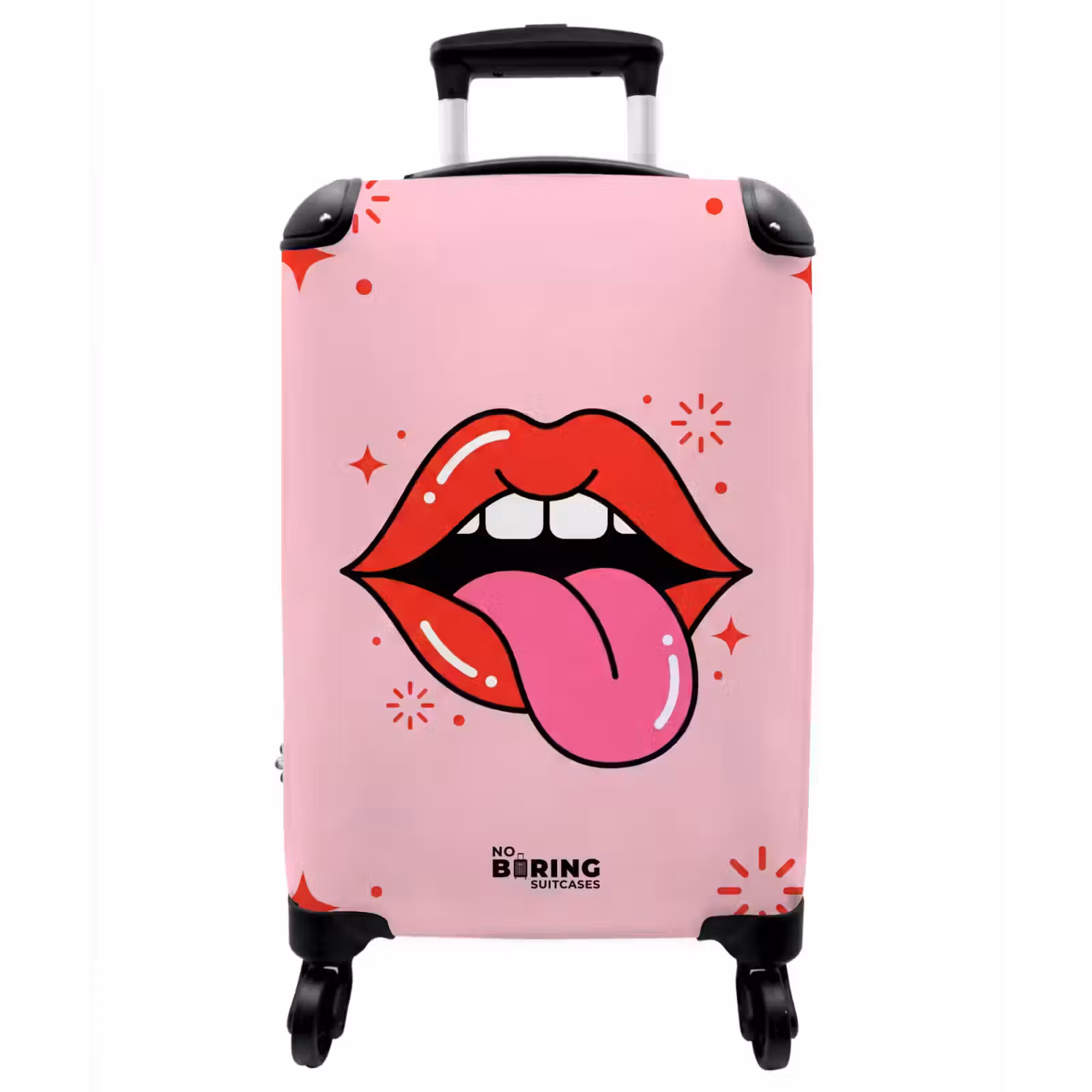 Koffer - Lippen – Zunge – Pop-Art – Bunt – Rosa - Lippen - Tong - Pop-art - Kleurrijk - Roze NBS - Handbagage koffer - Vrouwen middel