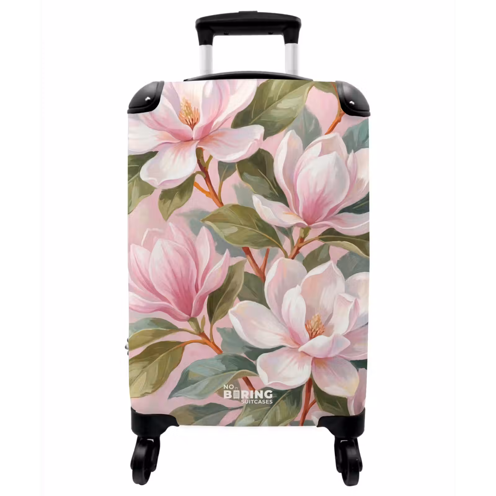 Koffer - Magnolien – Muster – Rosa - Magnolia's - Patroon - Roze NBS - Handbagage koffer - Vrouwen middel