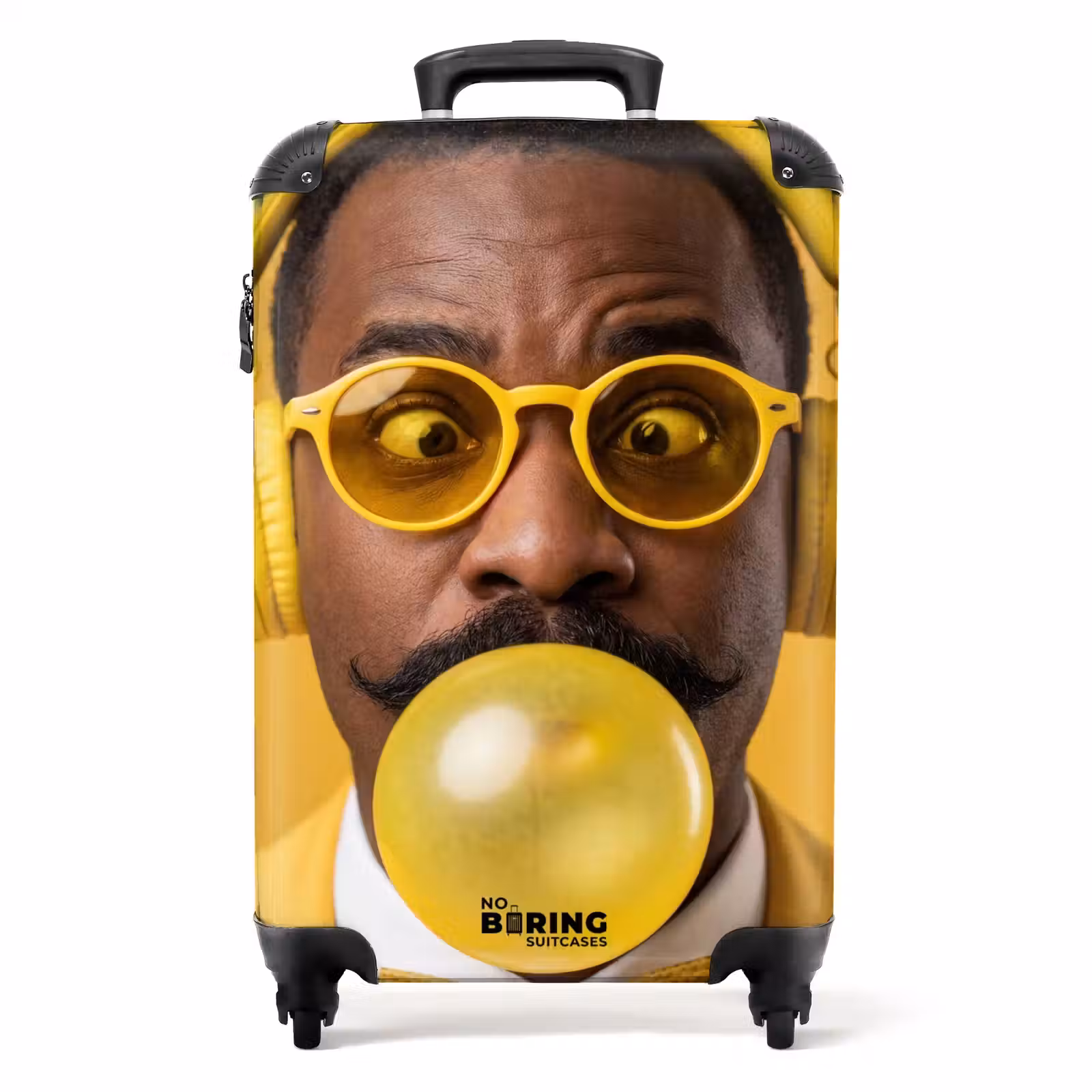 Koffer - Mann – Kaugummi – Porträt – Gelb – Modern - Man - Bubblegum - Portret - Geel - Modern NBS - Handbagage koffer - Volwassenen Unisex middel