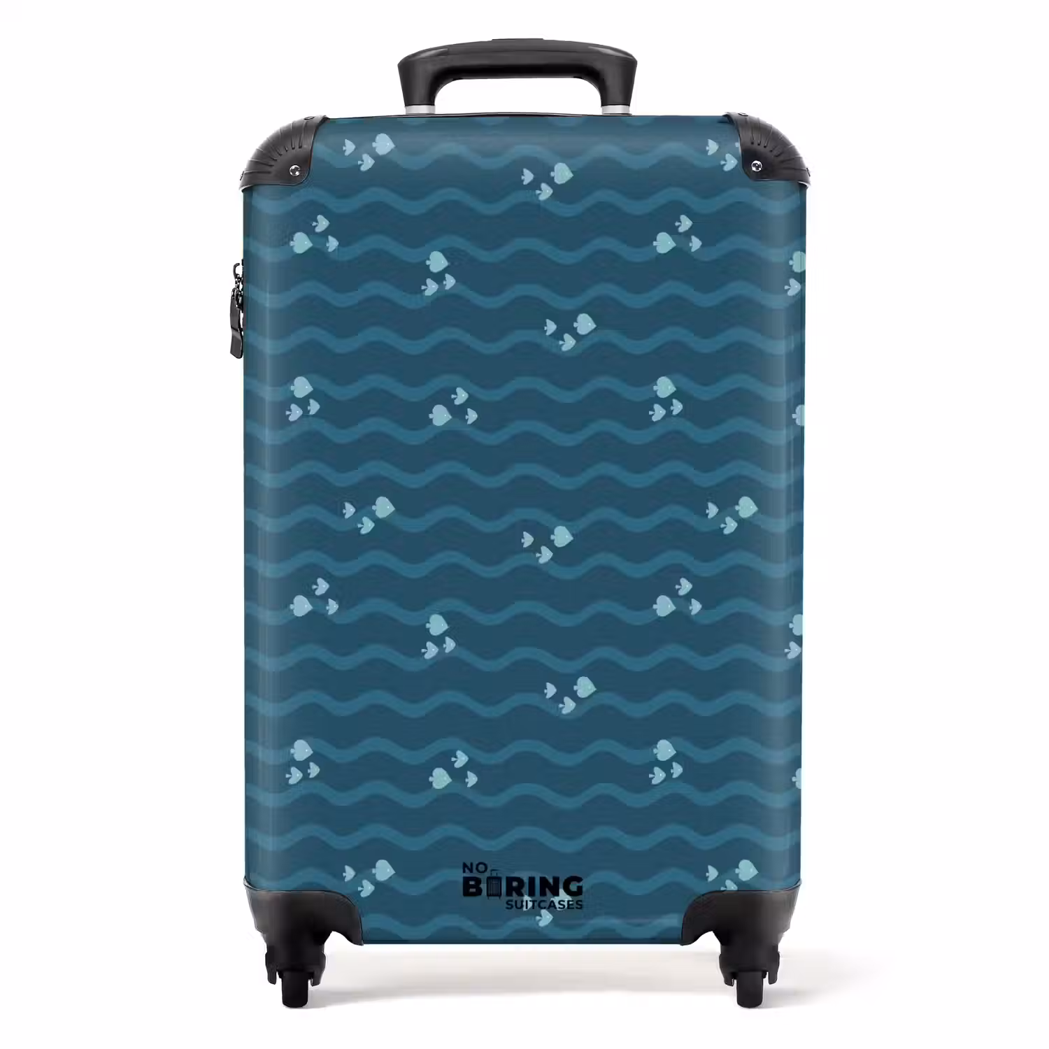 Zee met vissen patroon groen blauw NBS - Handbagage koffer - Kinderen Unisex middel -productfoto_recht