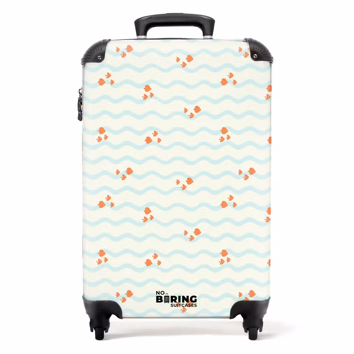 Zee met vissen patroon oranje blauw NBS - Handbagage koffer - Kinderen Unisex middel -productfoto_recht